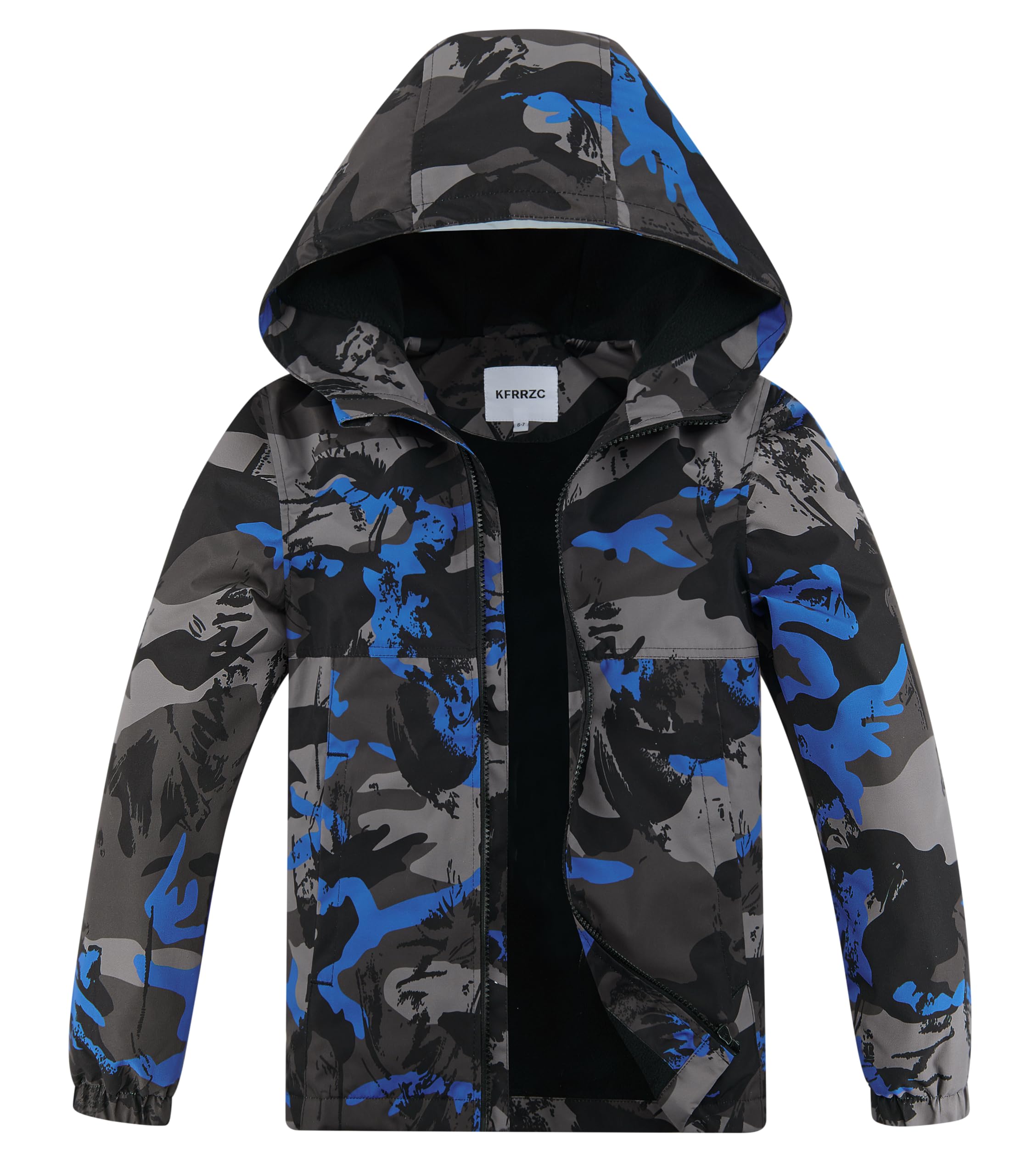 Boys Girls Waterproof Hooded Jackets Fleece Lined Rain Jackets