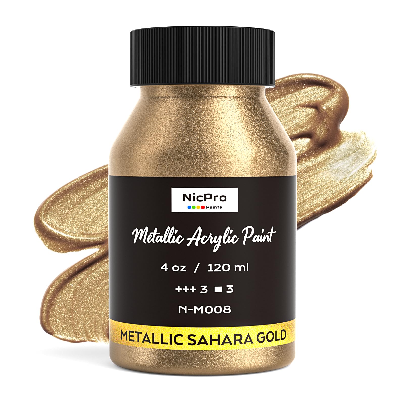 Photo 1 of Nicpro Metallic Sahara Gold Acrylic Paint, 4oz