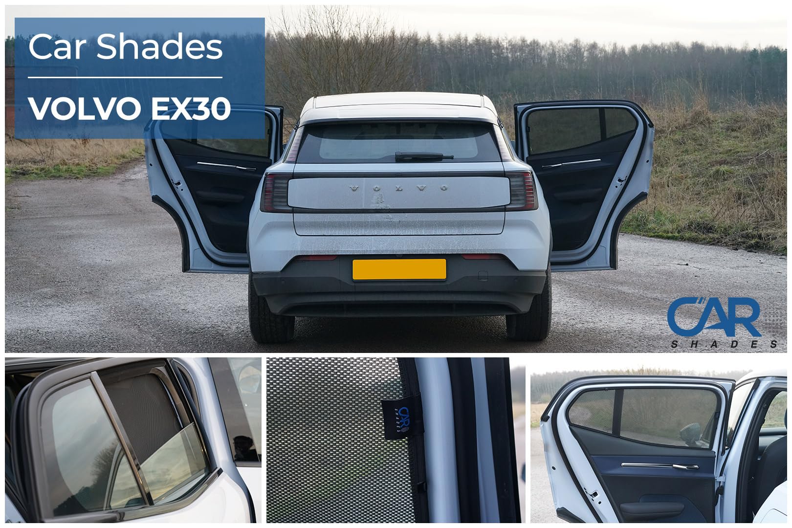 CAR SHADES Set (Porte Laterali Posteriori) Compatibile con Volvo EX30 2023- (2-Parti) Tendine Parasole su Misura