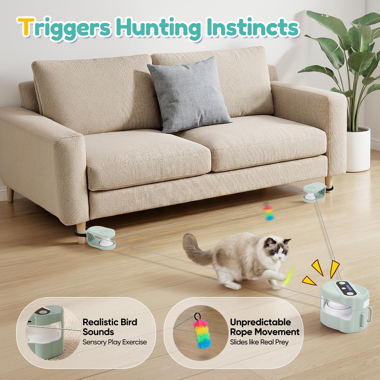 Juguete para Gatos de Interior, Cinta de Correr, Juguete automático/Control Remoto, Velocidad Ajustable, Juguete de Caza simulado para Gatos