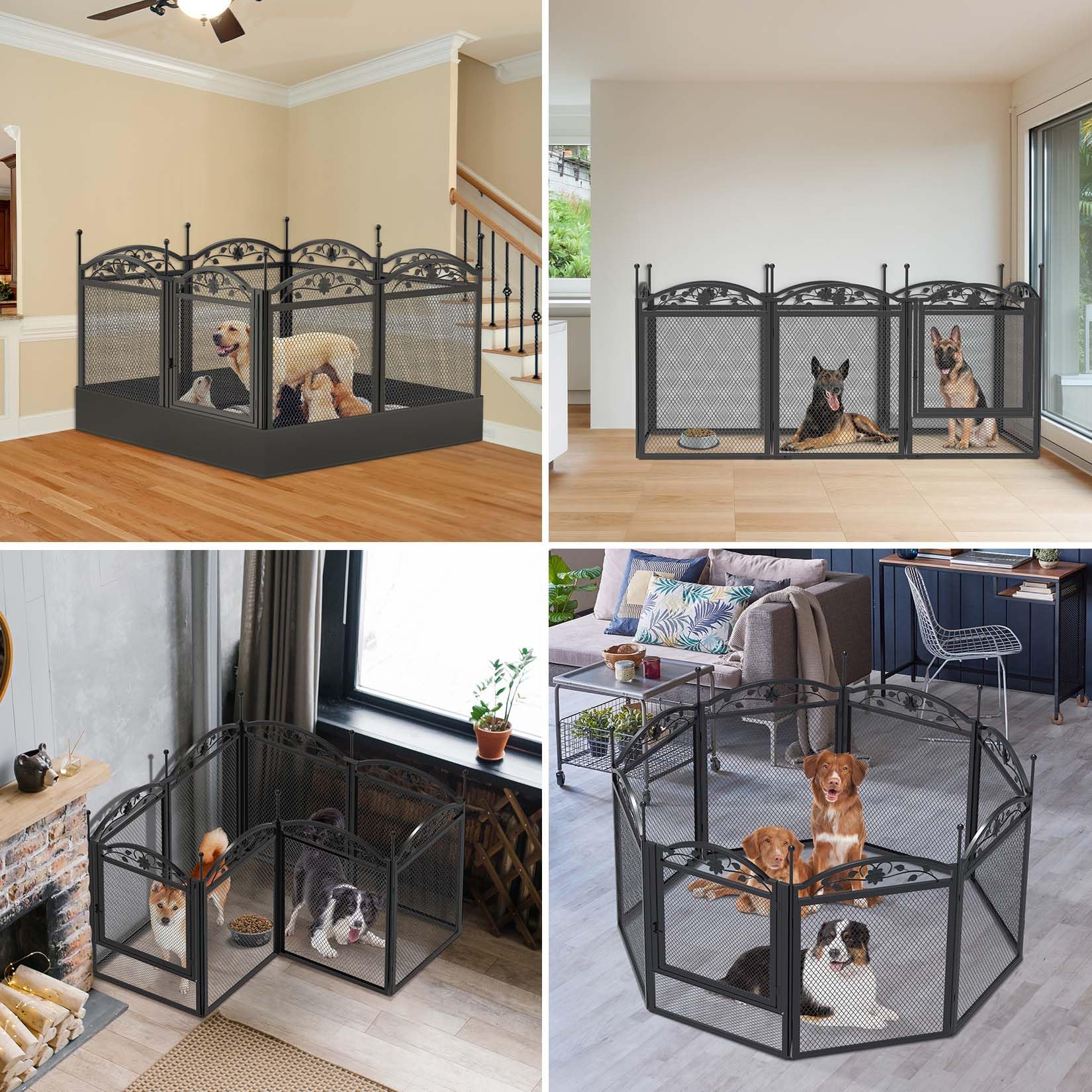 BingoPaw Parc Chien Intérieur XXL: Grand Enclos Chien Extérieur Pliable Caisse de Mise Bas avec Piquets de Fixation pour Chiens Chat Lapin 126x126x80cm