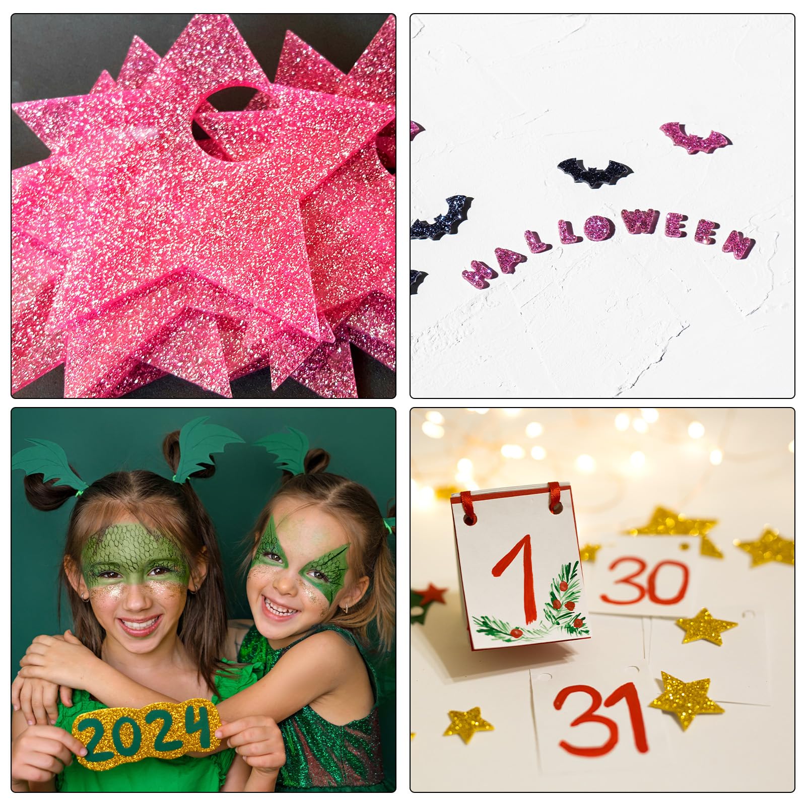 QUARKZMAN 3Pcs Feuilles d'Acrylique Pailletées Or 1/8" Épaisseur 12" x 12"