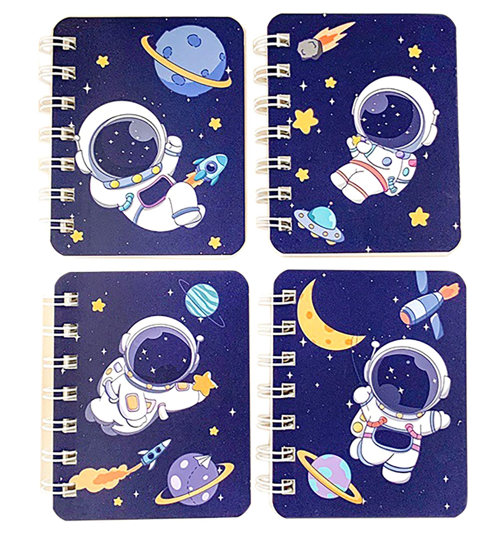 Yansanido Small Spiral Notebook, 4 Pcs 3.14 In x 4.13 In 4 Style Design Thick Hardcover Blank Pages 80 Sheets -160 Pages Journals for Study and Notes