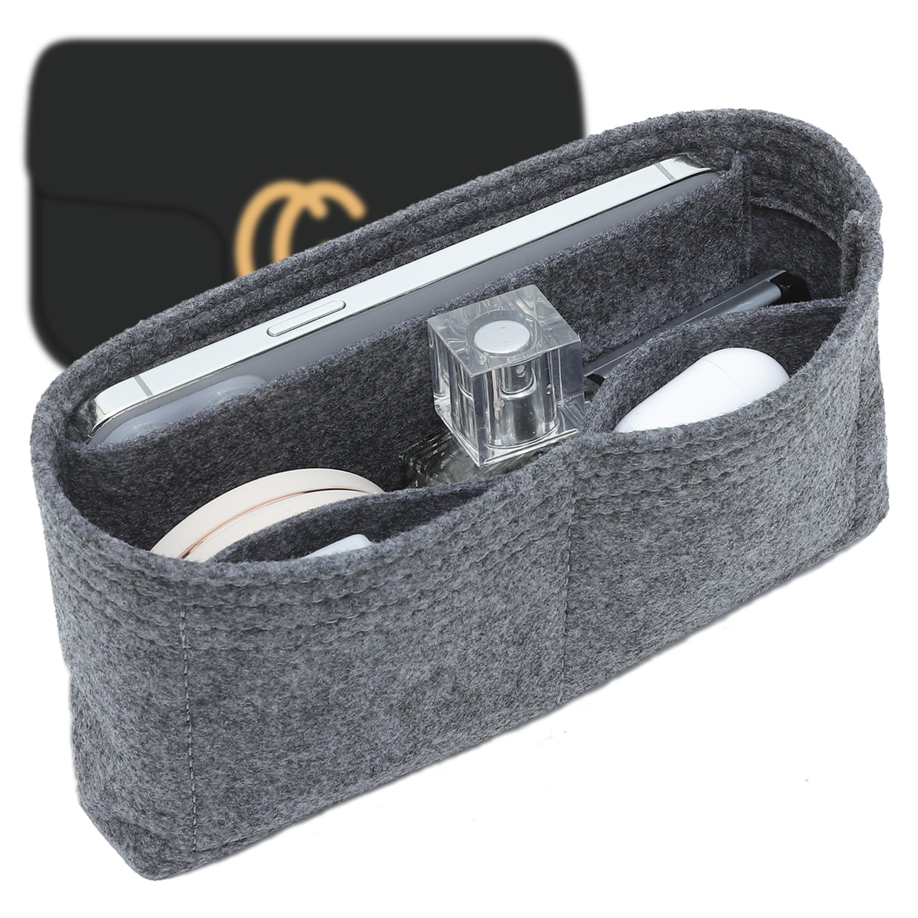 Small Purse Organizer Insert for GG Marmont Small Matelasse Shoulder Handbag and More, Felt Handbag Organizer Liner Pouch for Women Inner Bladder Bag Storage Bag(Grey,S)