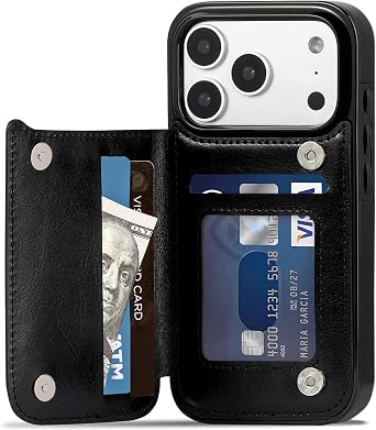 TORU for iPhone 18 Pro/17 Pro Wallet Case with RFID Card Holder - Black
