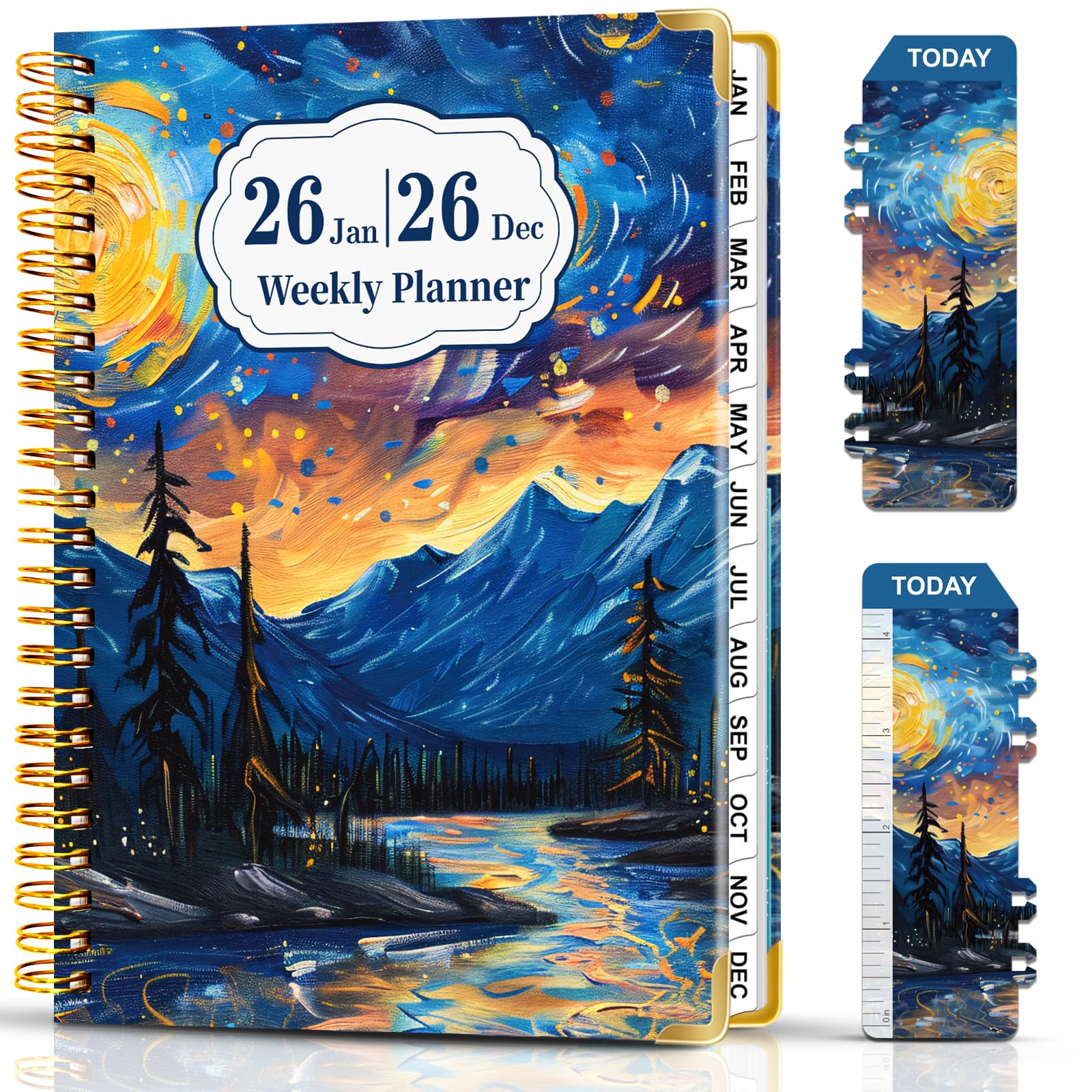 Monthly & Weekly Planner from Jan 2026 - Dec 2026, 21.5 x 16 cm A5 2026 Daily Planner Week to View with Spiral Bound, Monthly Weekly Planners with Bookmark for School Office
