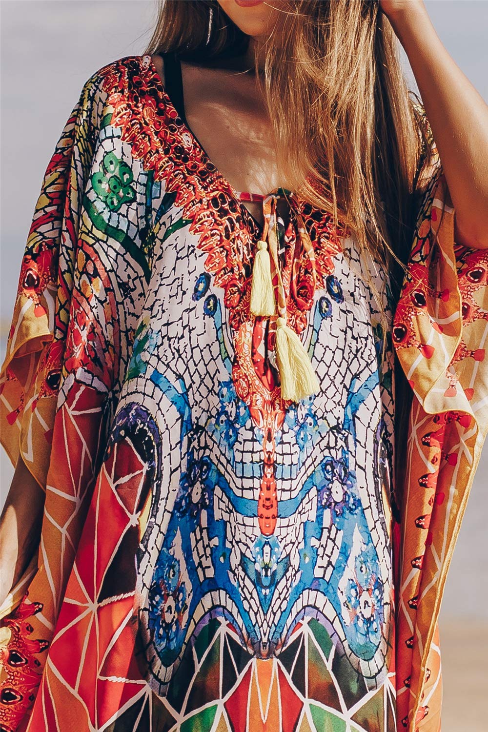 Femmes Boho Kaftan Longuewear Nuit Surdimensionné Vêtements de Détente Robes Plage Couverture Sarong