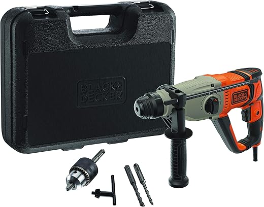 BLACK+DECKER – Martillo Eléctrico a red SDS-Plus 3 Modos 800 W con Maletín.