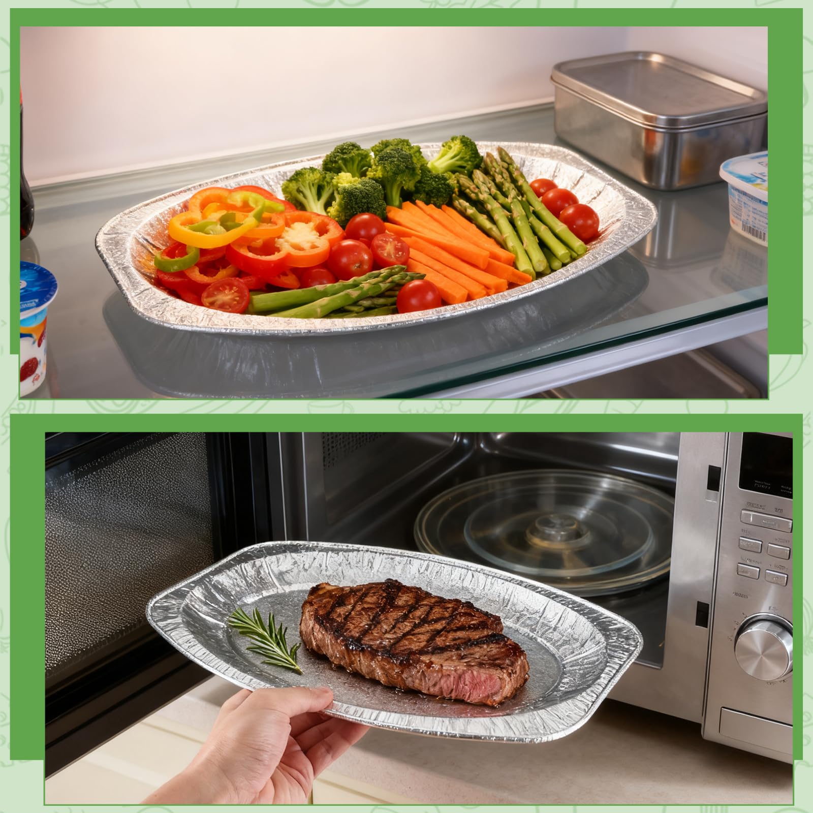 25 Pièces Plateaux en Aluminium, 43 x 28,8 x 2,1 cm Barquette Aluminium, Plat Aluminiums pour Buffets, Restauration, Barbecues
