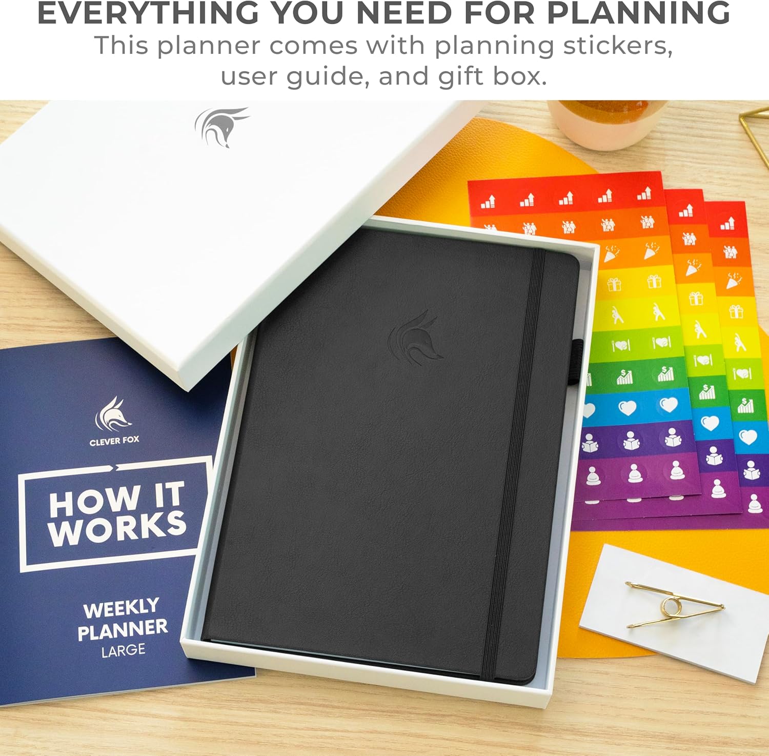 Clever Fox Planner Large – Undated Weekly & Monthly Planner for Productivity, Time Management & Goals – Organizer Journal – 7x10” (Black)