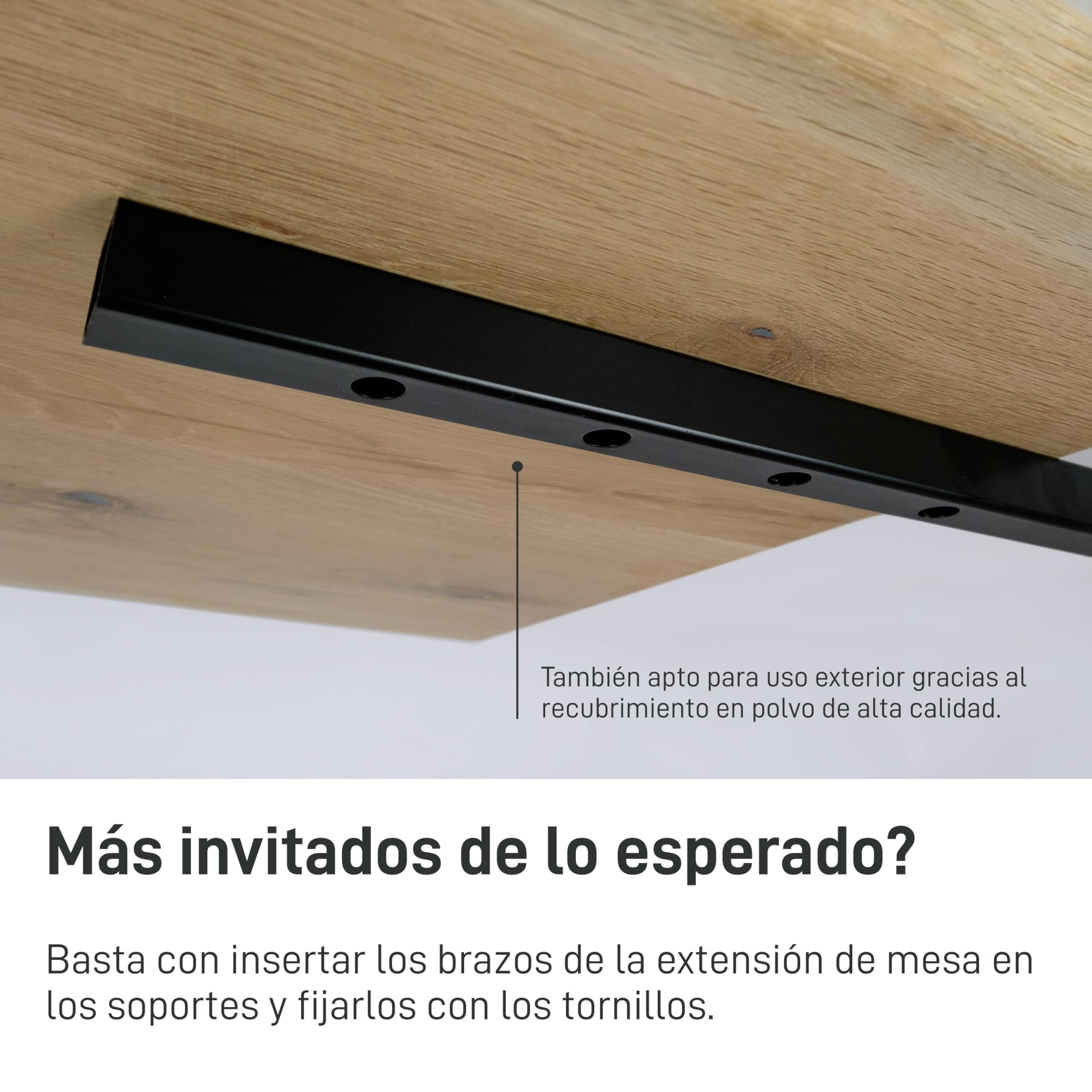Natural Goods Berlin 2X Extensión del Tablero, Soporte de Placa Adicional y Mesa, Placa de Extensión Robusta (Negro, 60cm)