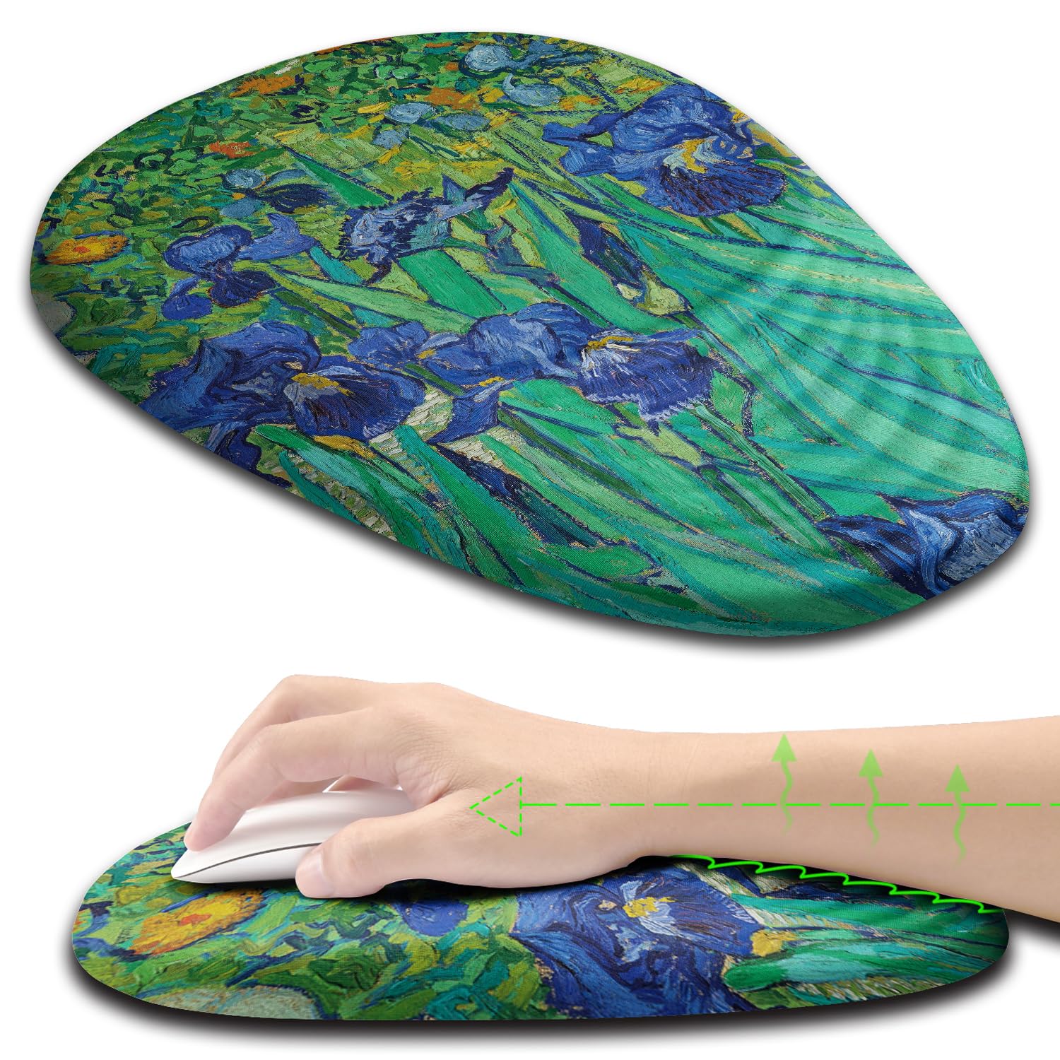 Armanza Ergonomic Mouse Pad Wrist Support, Floral Mouse Pad with Wrist Rest, Non-Slip PU Base MousePads with Foam Massage Design for Pain Relief, Desk