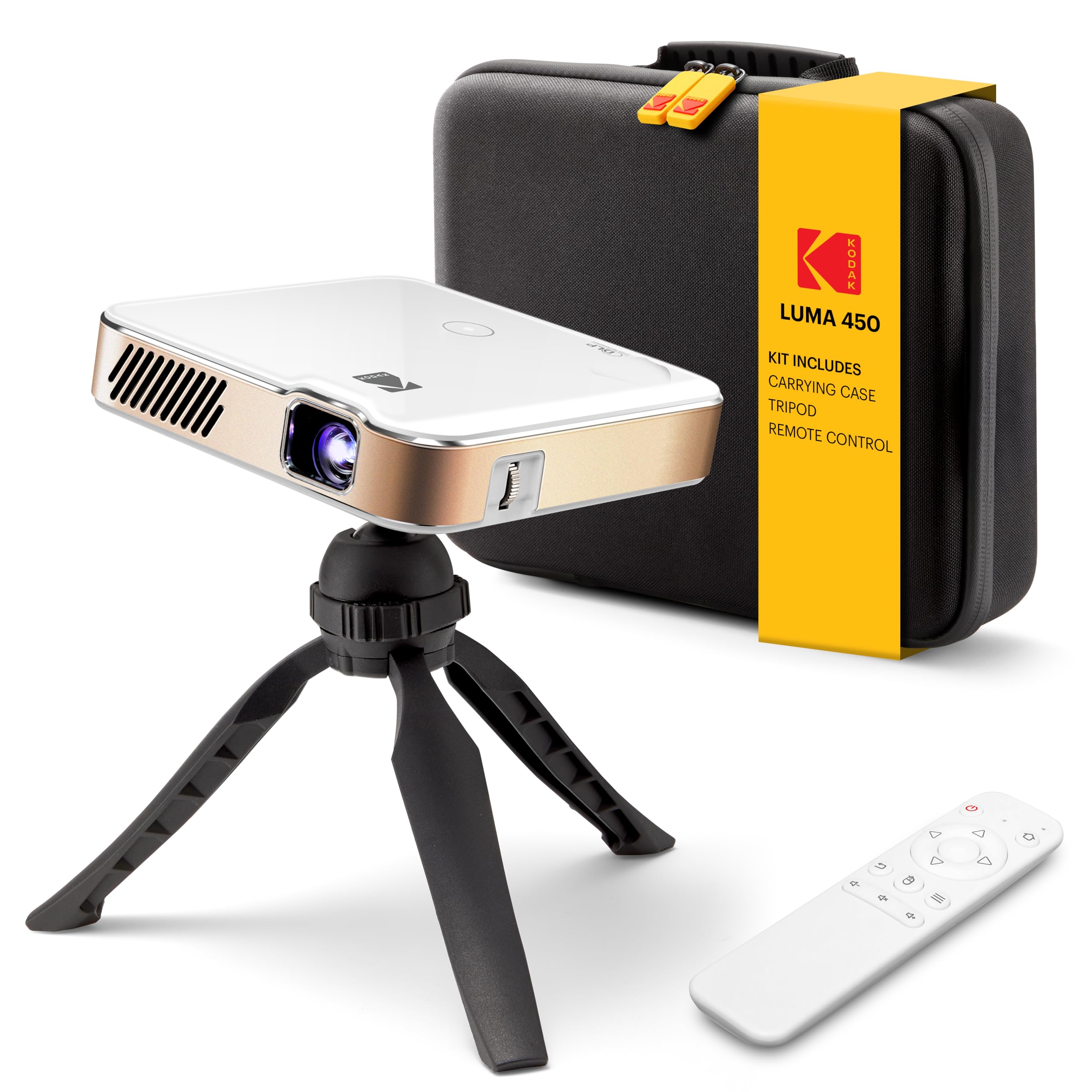 Kodak Luma 450 Portable Native 1080p Projector – 150 ANSI Lumens, Wi-Fi, Bluetooth, HDMI/USB, Supports 4K Input, Includes Case, Up to 150" Display