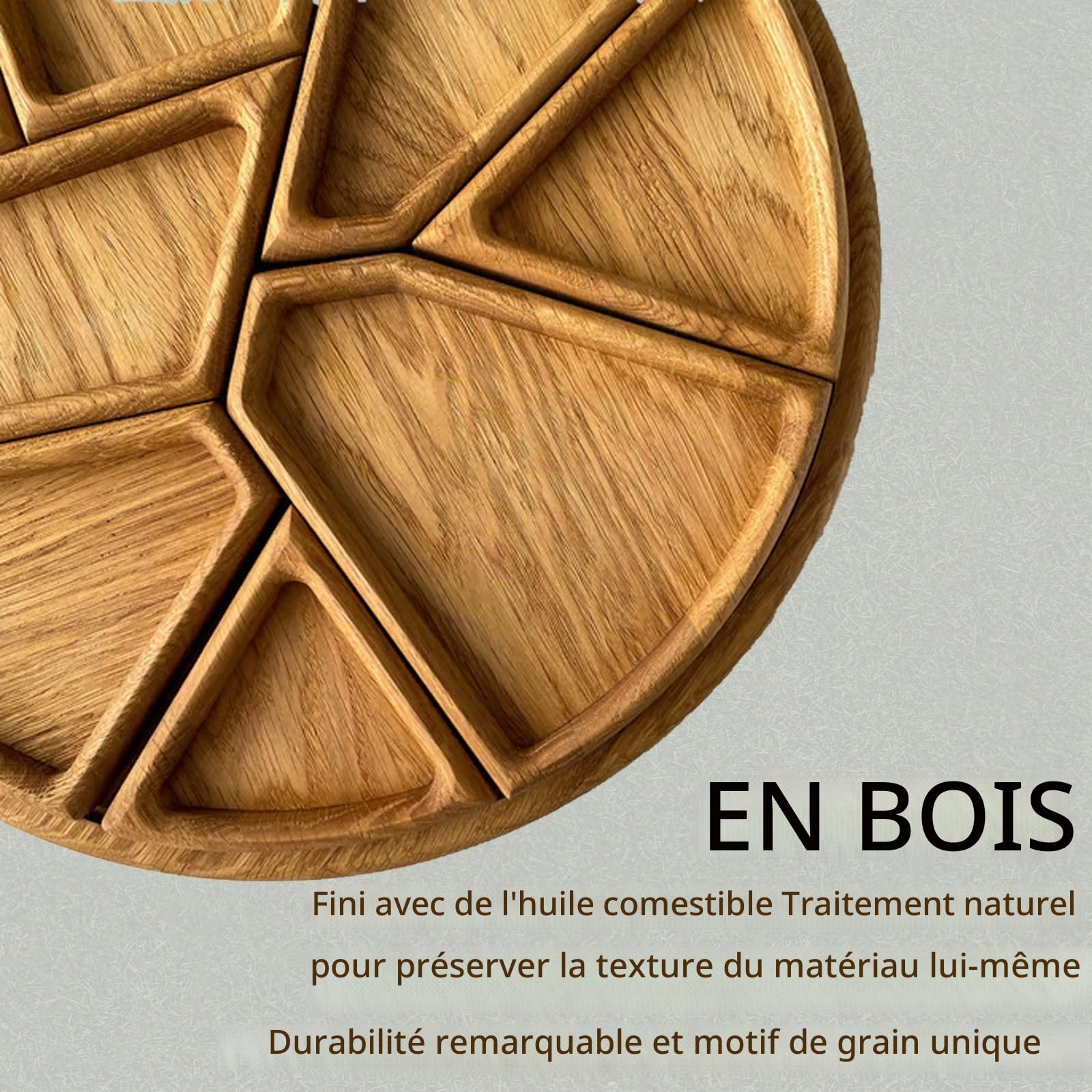 Plateau De Service Puzzle avec 8 Compartiments Amovibles, Plateau Rond en Bois, Lot De 8 Plateaux Rustiques Irréguliers pour Réception, Petit-Déjeuner, Table Basse, Cadeau De Pendaison(S*2)