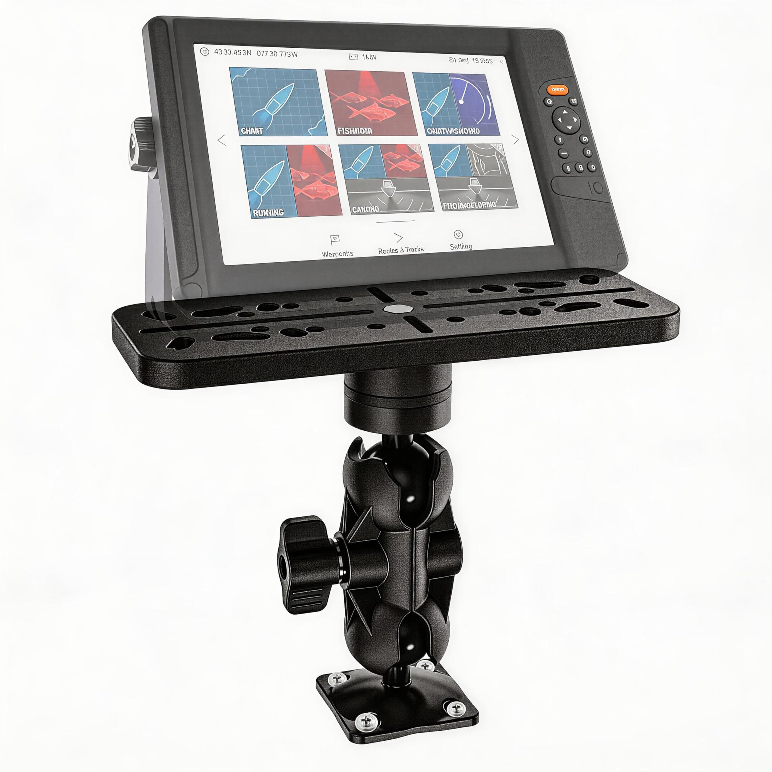 Fish Finder Mount Base, 360° Rotating Fish Finder Bracket for Marine Boat Kayak, Marine-Grade Composite Mount, Compatible with Garmin,Lowrance,Humminbird,Raymarine