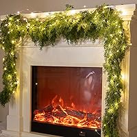 Vista 11 de Guirnalda de Navidad artificial de PARTY JOY de 6 pies con cadena de luces LED, guirnalda de ciprés de aguja de pino para decoración de vacaciones