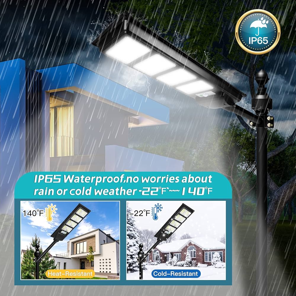 Lampione Solare Esterno 1000W LED - Con Sensore Movimento, Batteria 40000mAh, Telecomando, Impermeabile IP65 - Foto 6