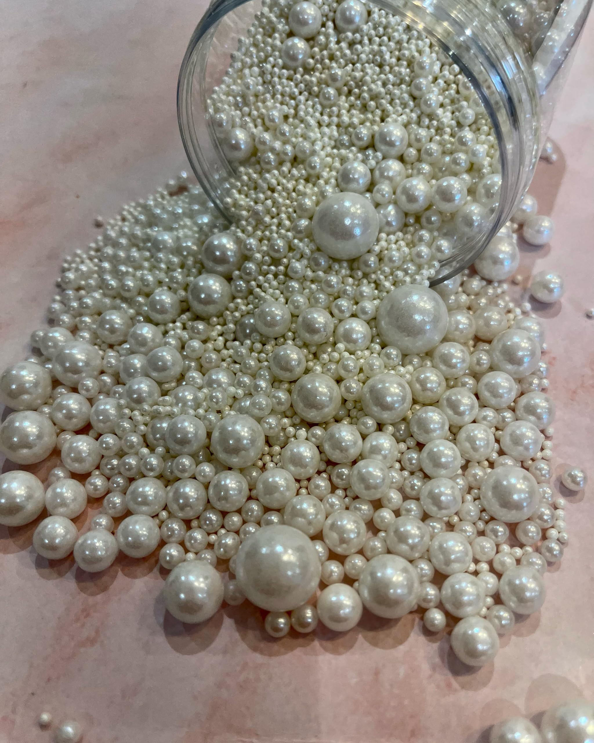 Shimmer Edible White Sugar Sprinkles Pearls (Mixed, 250g)