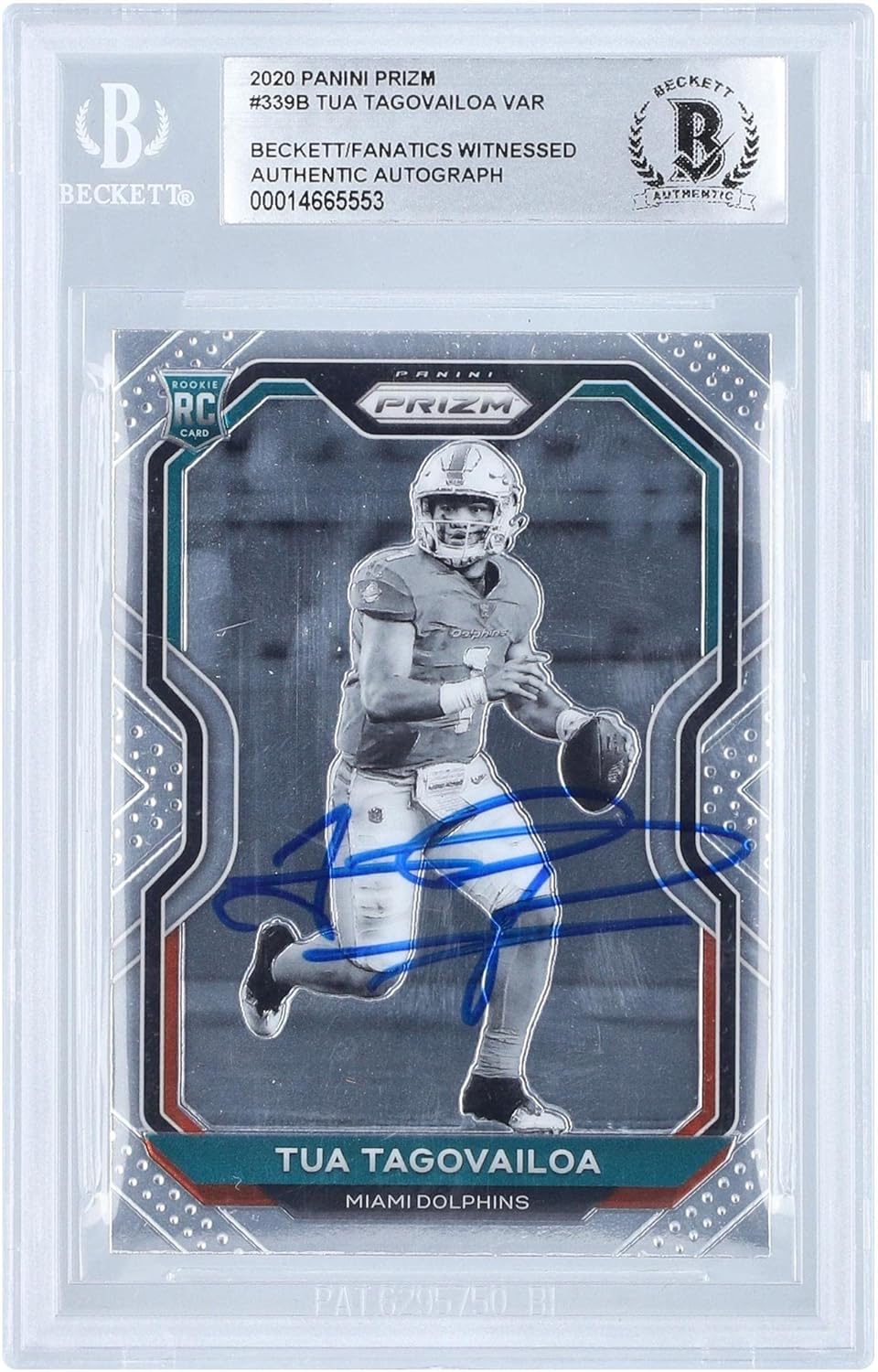 Tua Tagovailoa Miami Dolphins Autographed 2020 Panini Prizm Variation #339 Beckett Fanatics Witnessed Authenticated Rookie Card - Football Slabbed Autographed Rookie Cards