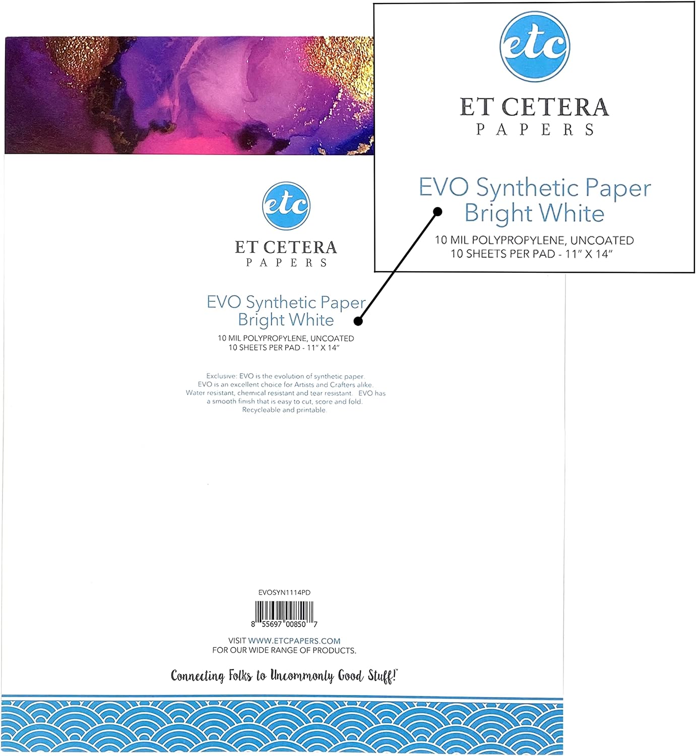 Alcohol Ink Paper - Non-Absorbent, Heavy Weight & Tear Resistant - Forgiving - Many Inks Wipe Off Clean for Easy Reuse On White - Flexible Bright White EVO 11x14 Inch (10 Sheets)