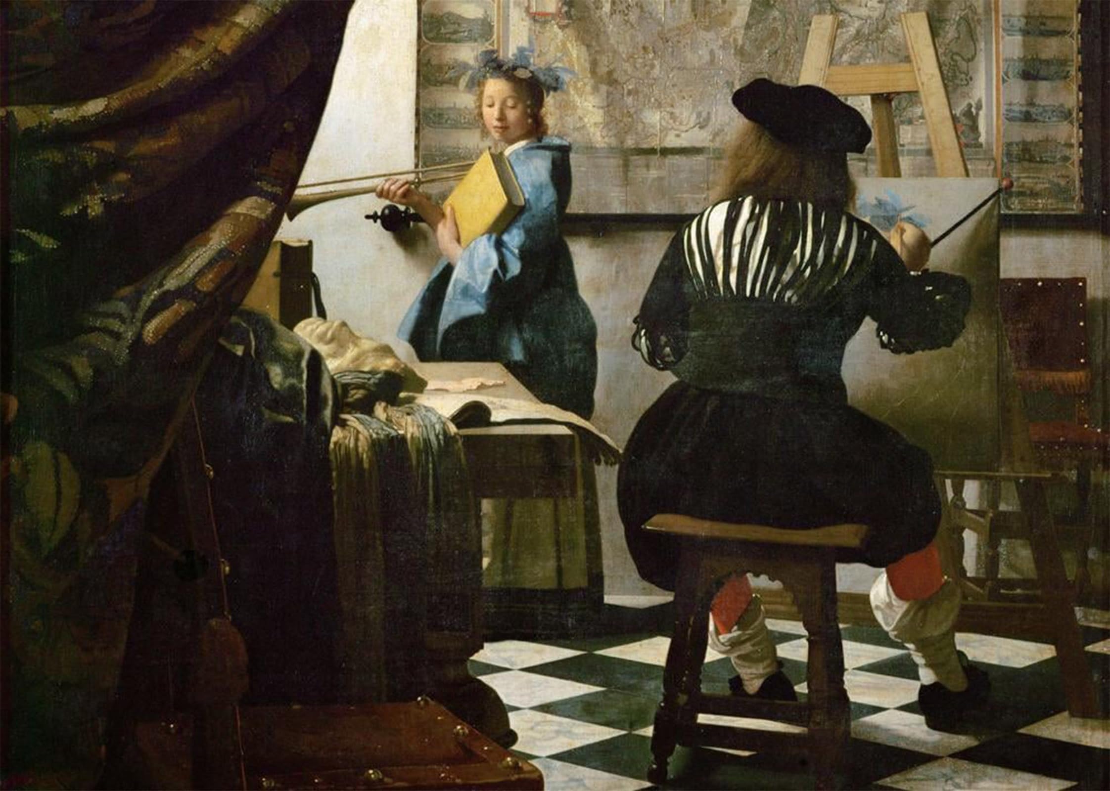 ARTXLXXBN Famous Art Print Poster Vintage Wall Art The art of painting by Jan Vermeer van Delft Canvas Art Poster for Home Decor 60x90cm
