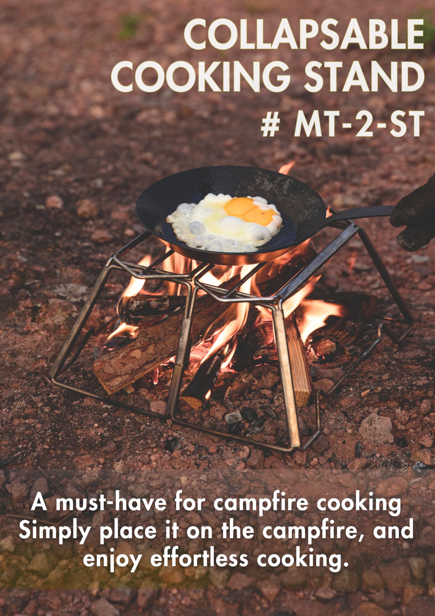 CAMPINGMOON Collapsable Campfire Cooking Stand Trivat Stainless Steel for Open Fire Camping Outdoor MT-2-ST