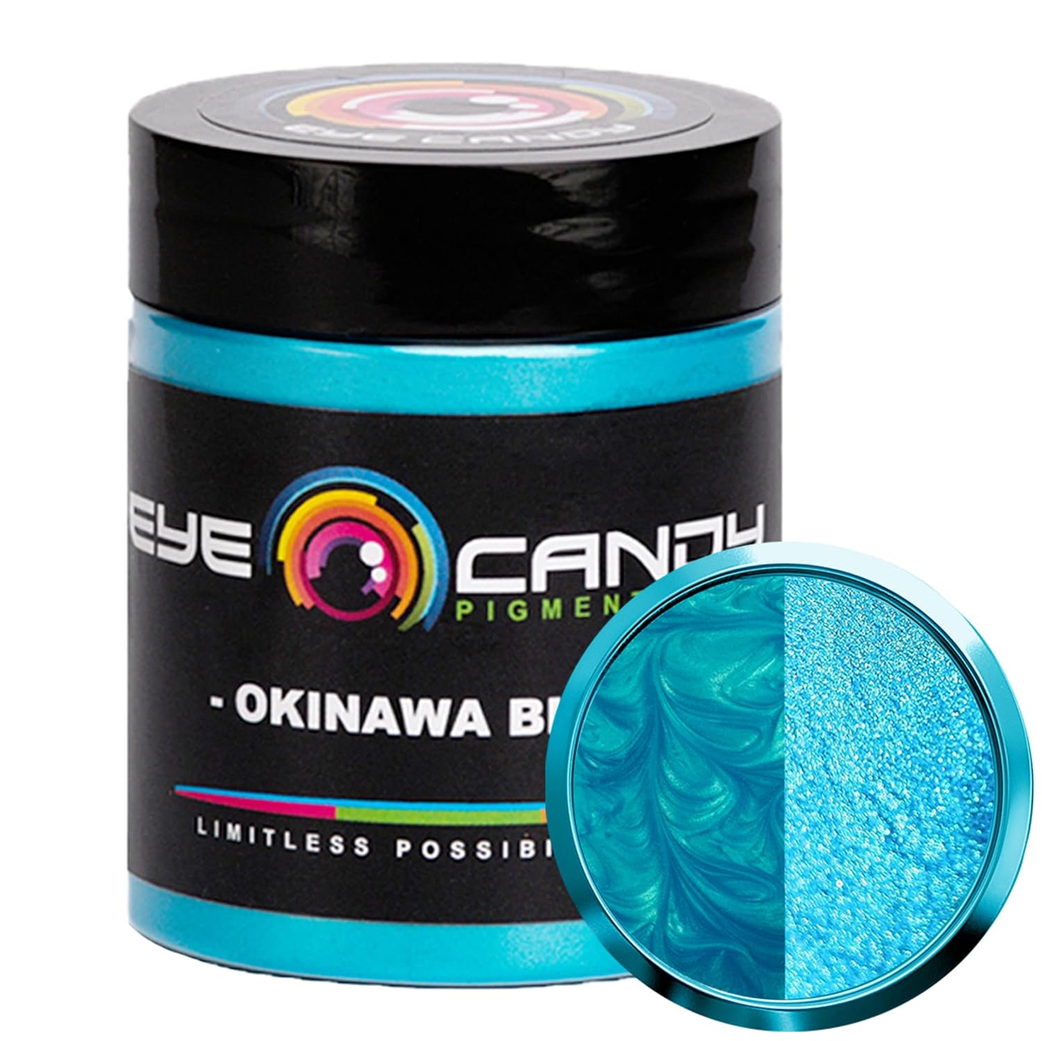 Eye Candy Mica Powder Pigment “Okinawa Blue” (25 gr) Multipurpose DIY Arts and Crafts Additive | Natural Bath Bombs, Resin, Paint, Epoxy, Soap, Nail Polish, Lip Balm