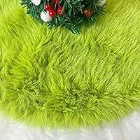 Vista 28 de Falda de Árbol de Navidad de Felpa Blanca de 30 pulgadas Falda de Árbol de Navidad de Piel Blanca Nieve con Lentejuelas Plateadas Copo de Nieve