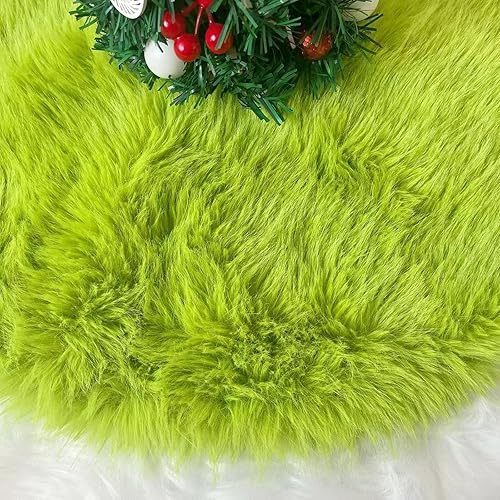 Miniatura 28 de Falda de Árbol de Navidad de Felpa Blanca de 30 pulgadas Falda de Árbol de Navidad de Piel Blanca Nieve con Lentejuelas Plateadas Copo de Nieve