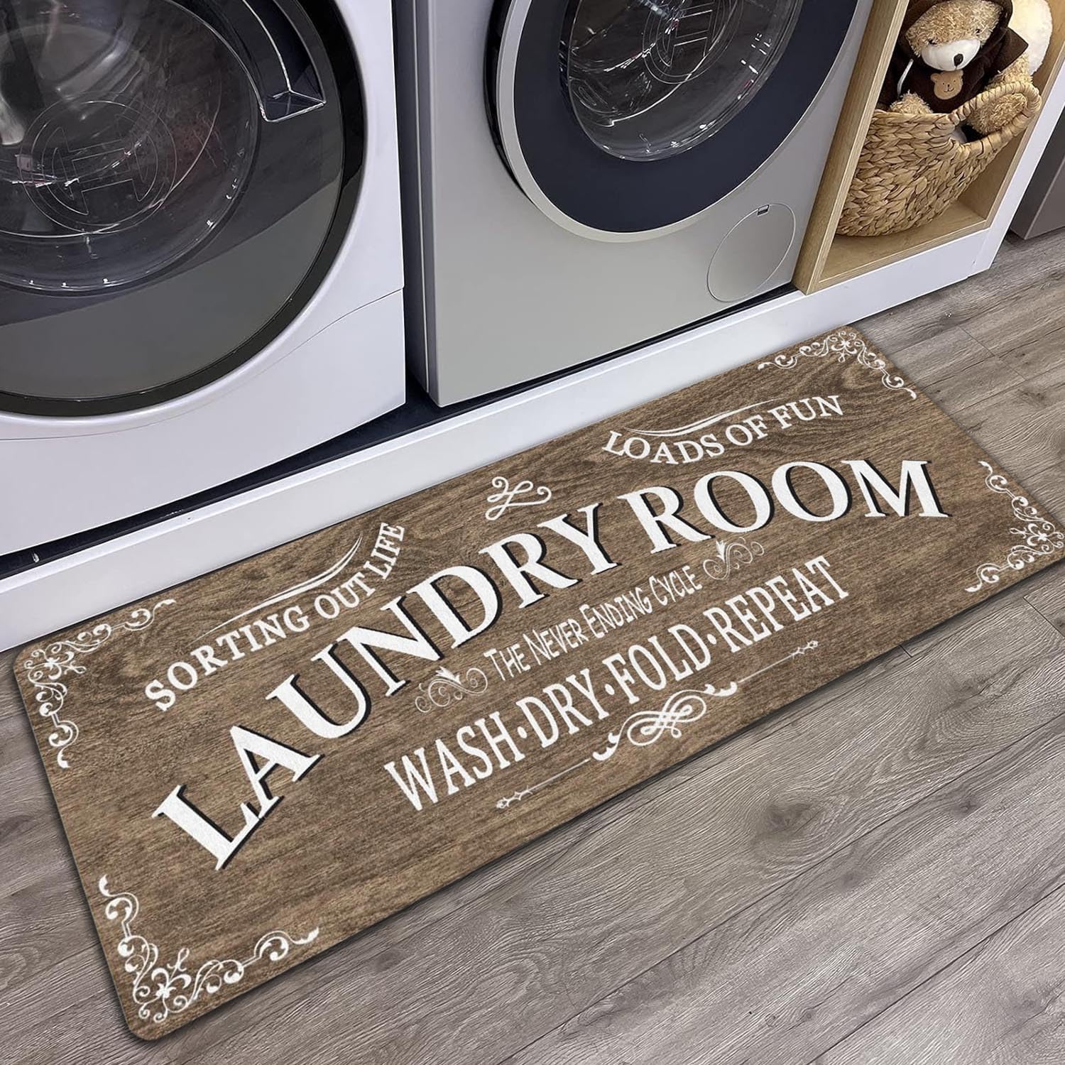 sdhinlwo Non Slip Laundry Room Rug - Farmhouse Kitchen Floor Mat -Laundry Room Rug- Runner Decor -Washable Floor Carpet for Washroom Mudroom Kitchen