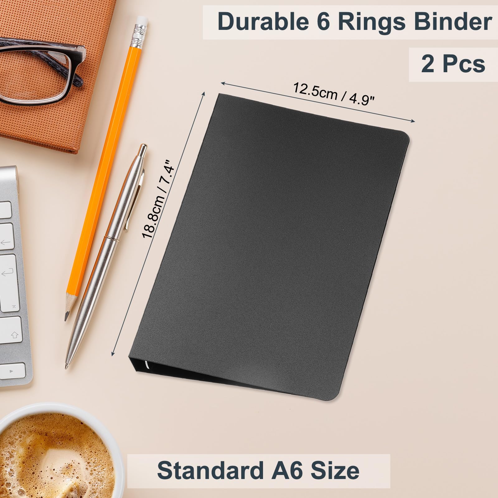 PATIKIL A6 Binder Cover, 2 Pcs PP 6 Ring Loose Leaf Protector, Round Ring Refillable Notebook - Image 2