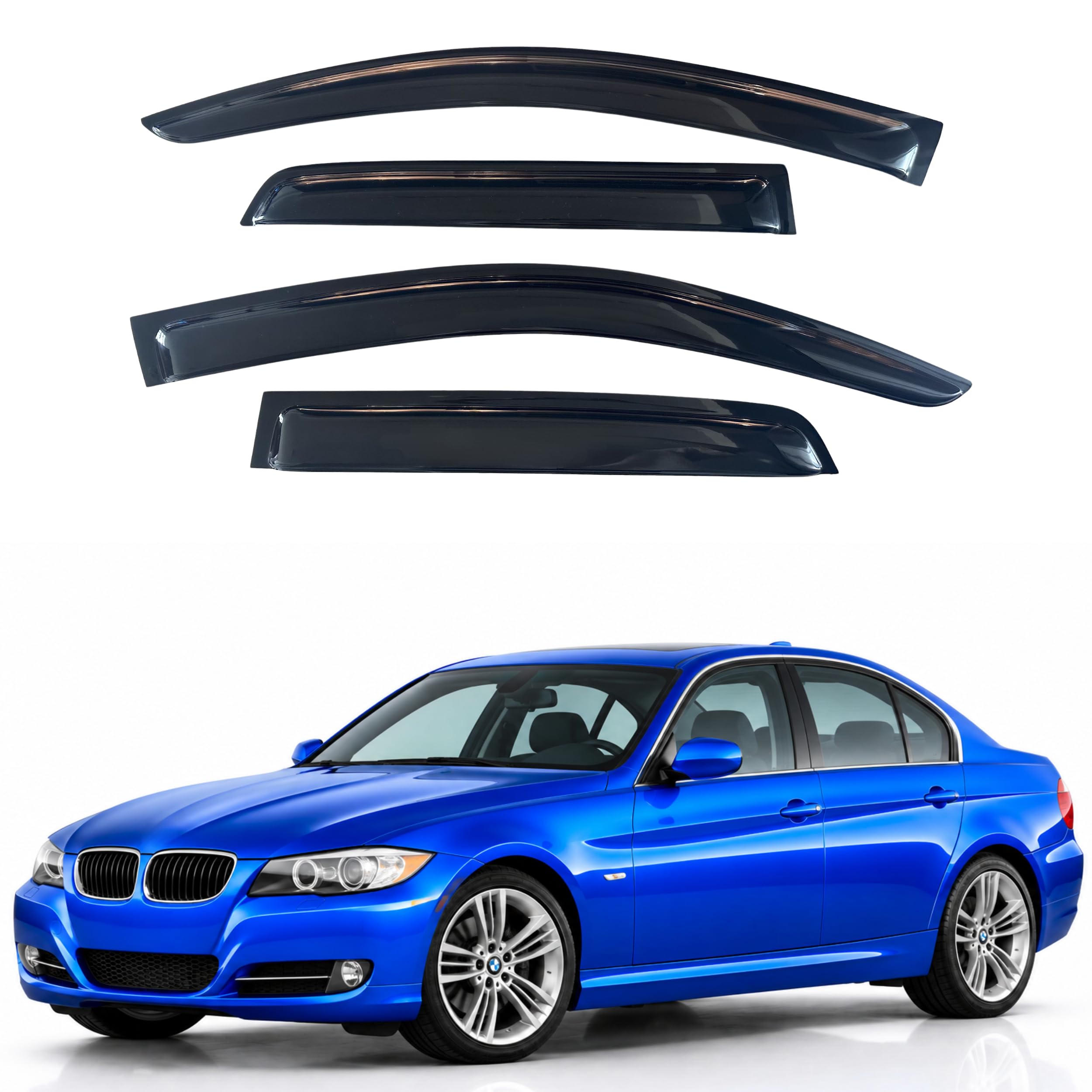 IG Window Visors Fit for 2012-2018 BMW 3 Series Sedan, Out-Channel Rain Guards Vent Wind Deflectors 4PC, Car Accessories for 12-18 BMW 323 325 328 330 335 M3