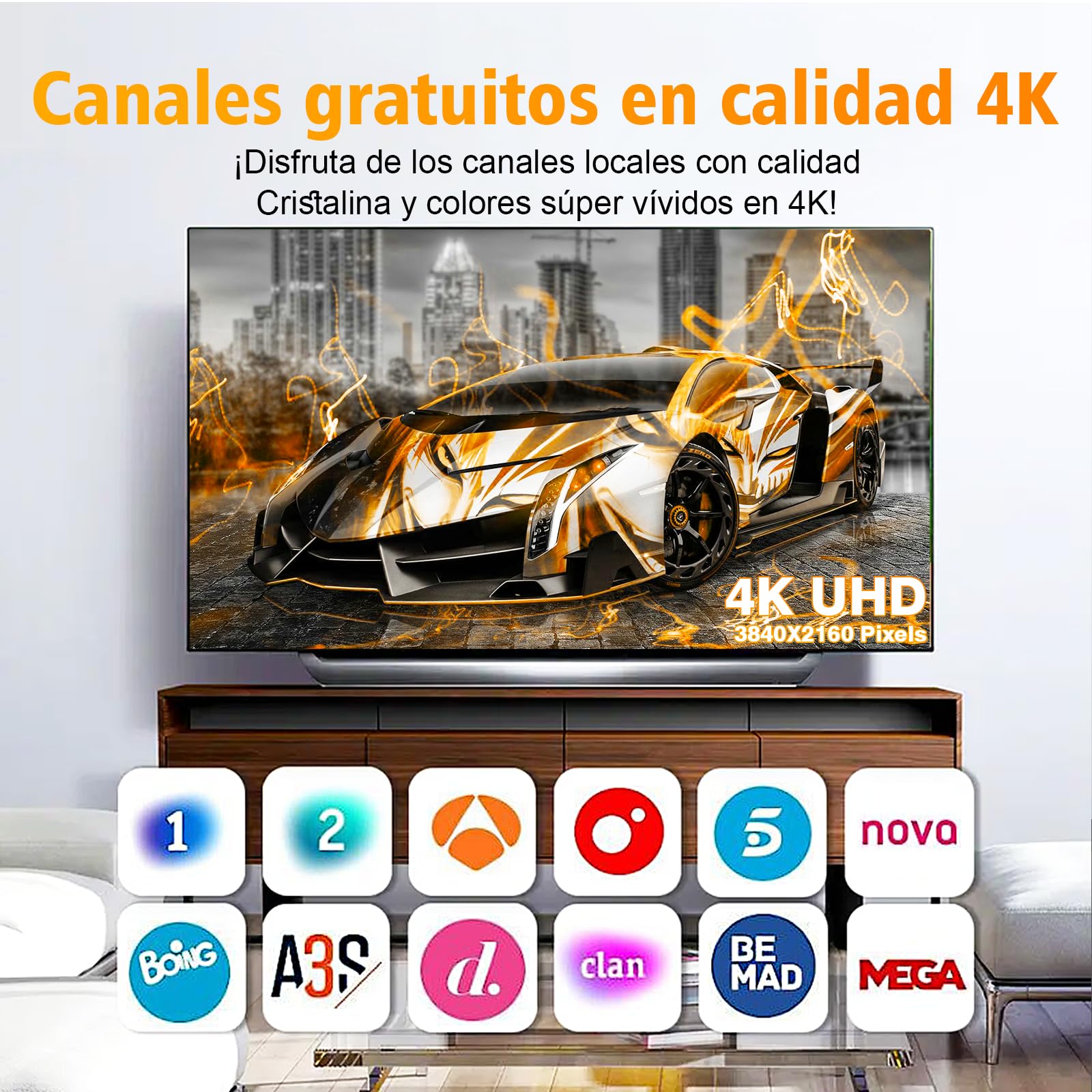 Antena TV Interior Potente con Amplificador – Antena TDT HD 4K/1080p, Recepción 360° Estable, Base Magnética Fuerte, Instalación Rápida, Compatible DVB-T2/DVB-T, Sin Suscripción