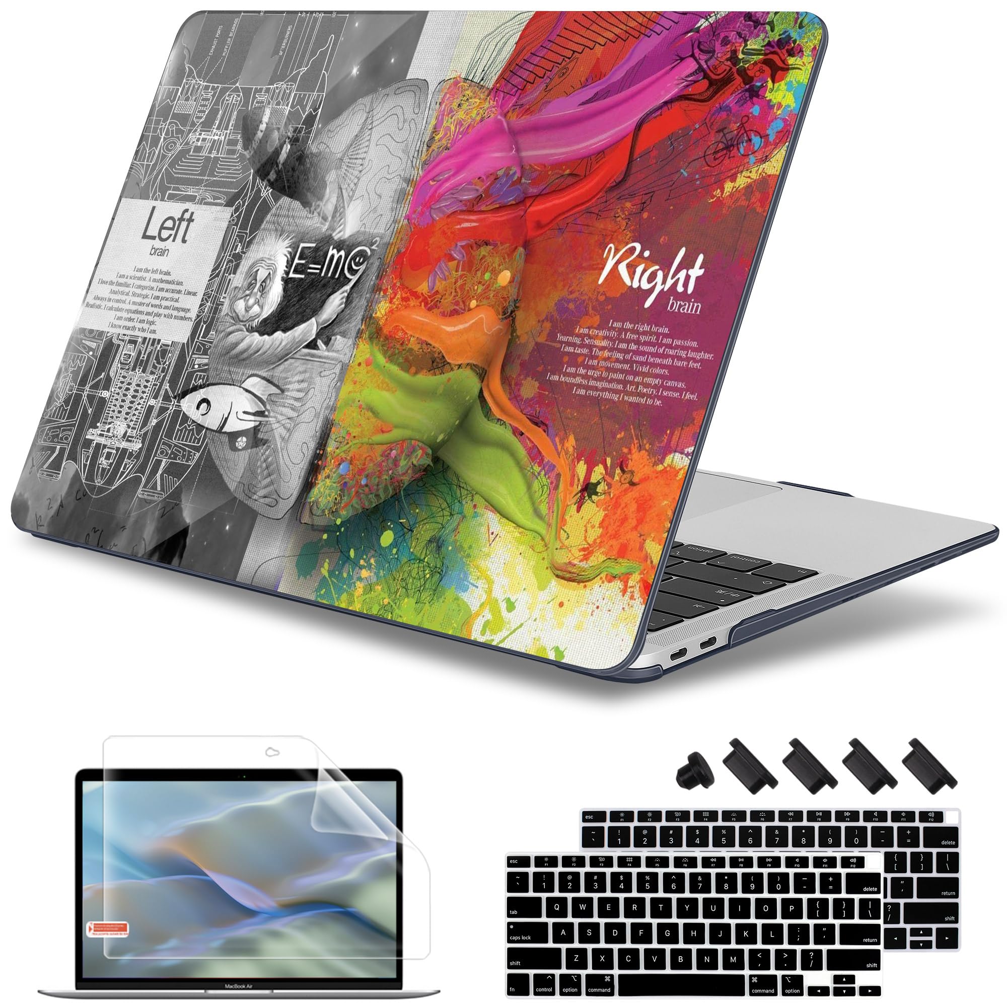 May Chen Compatible with New MacBook Air 13 inch Case 2021, 2020 2019 2018 Release Model: M1 A2337 A2179 A1932, Plastic Hard Shell Case Cover for Mabook Air 13 inch with Retina Dispaly, Brain