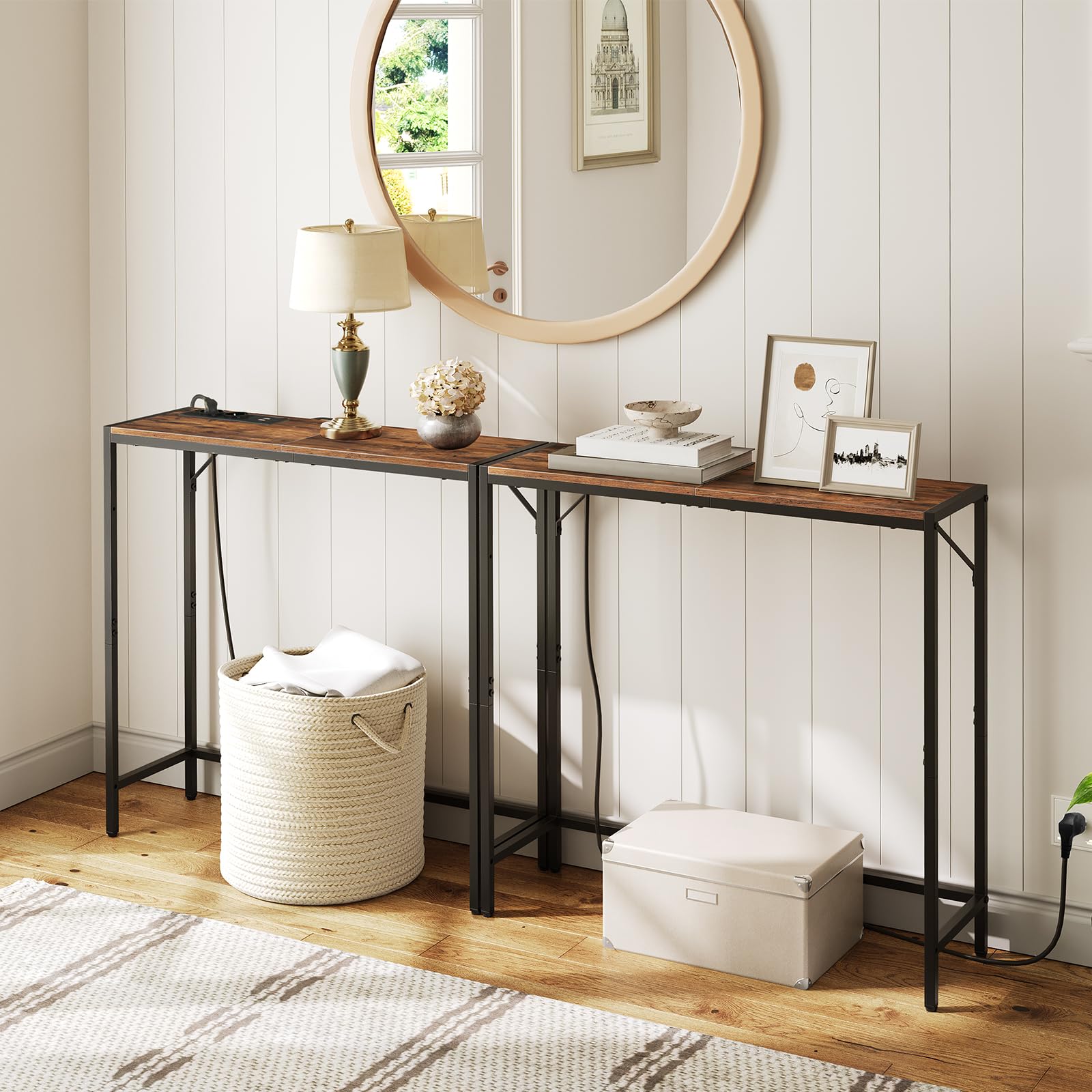 Mobile Retro Divano Tavolo Console Con Prese USB E Elettriche