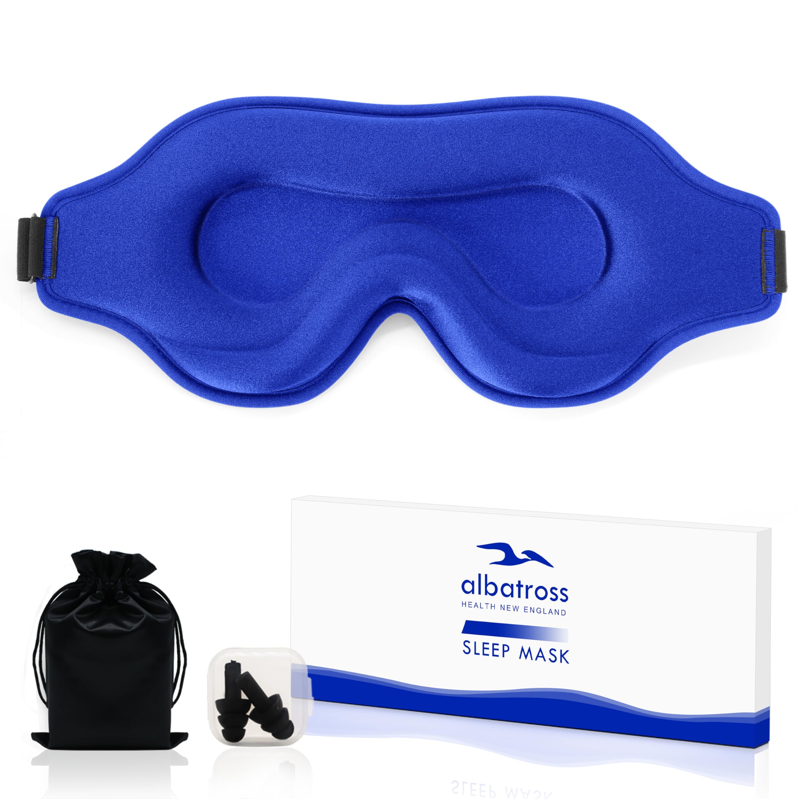 Sleep Eye Mask for Men Women, Lash Extensions 3D Sleeping Mask, Travel Blackout Night Blindfold Eye Shade Cover with Adjustable Strap (Blue-3D)