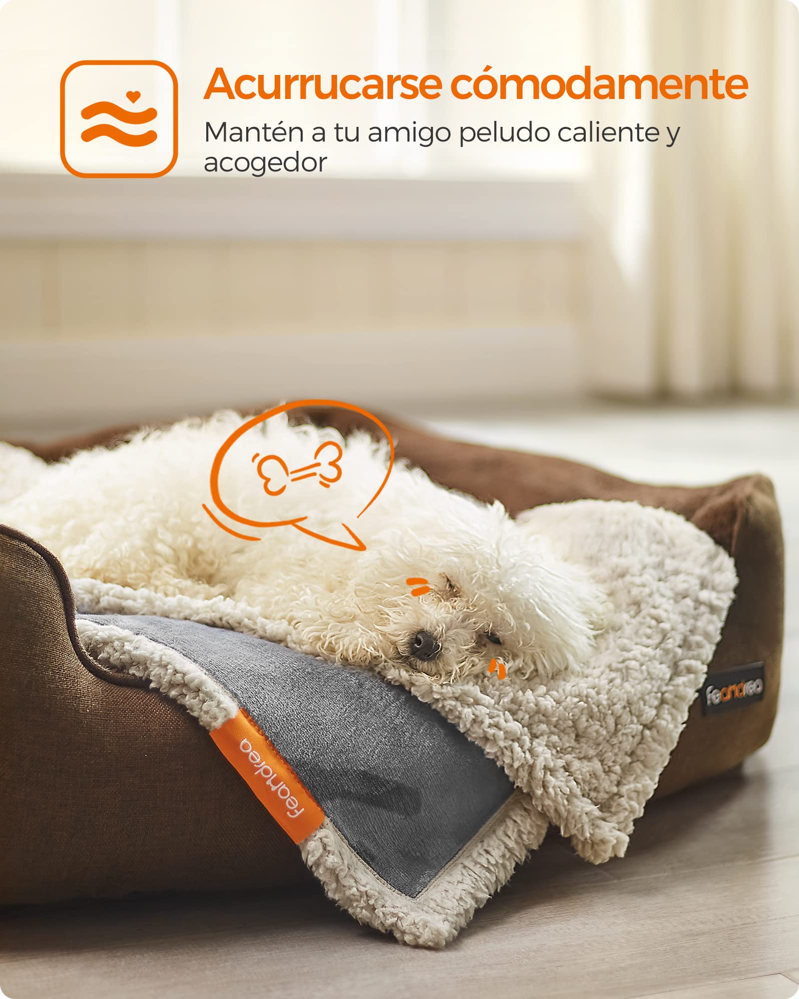 Feandrea Manta Impermeable para Perros, Vellón y Franela, para Perros Minialtura, Gatos, 73 x 63 cm, S, Reversible, Protección para Sofá, Cama, Lavable a Máquina, Gris PPB029G01
