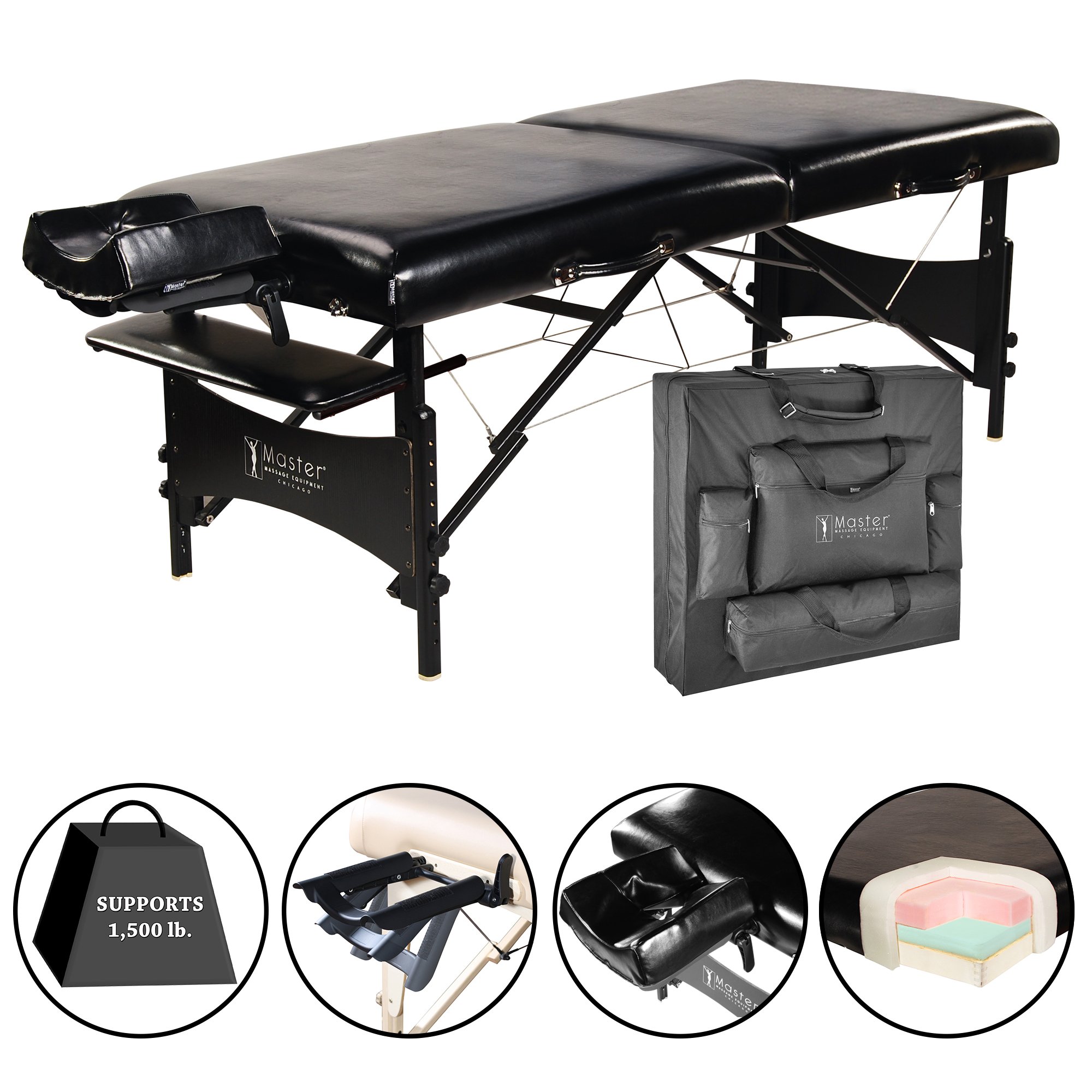 Mesa de masaje portátil Galaxy Therma Top Master Massage de 30 pulgadas Pacakge Beauty Bed Built Black 2