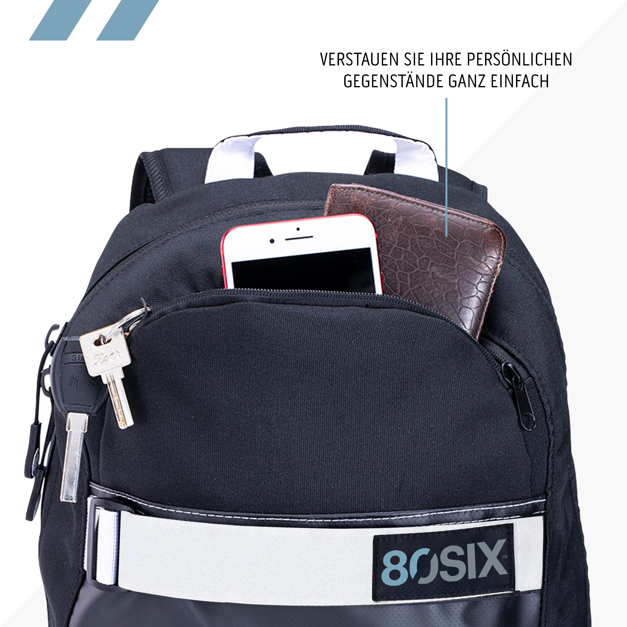 80Six Mochila Portatil de Senderismo Pequeña 20L, Ligera e Impermeable, para Hombres y Mujeres, Ideal para Viajes, Ciclismo, Camping, Gimnasio y Actividades al Aire Libre, Negra