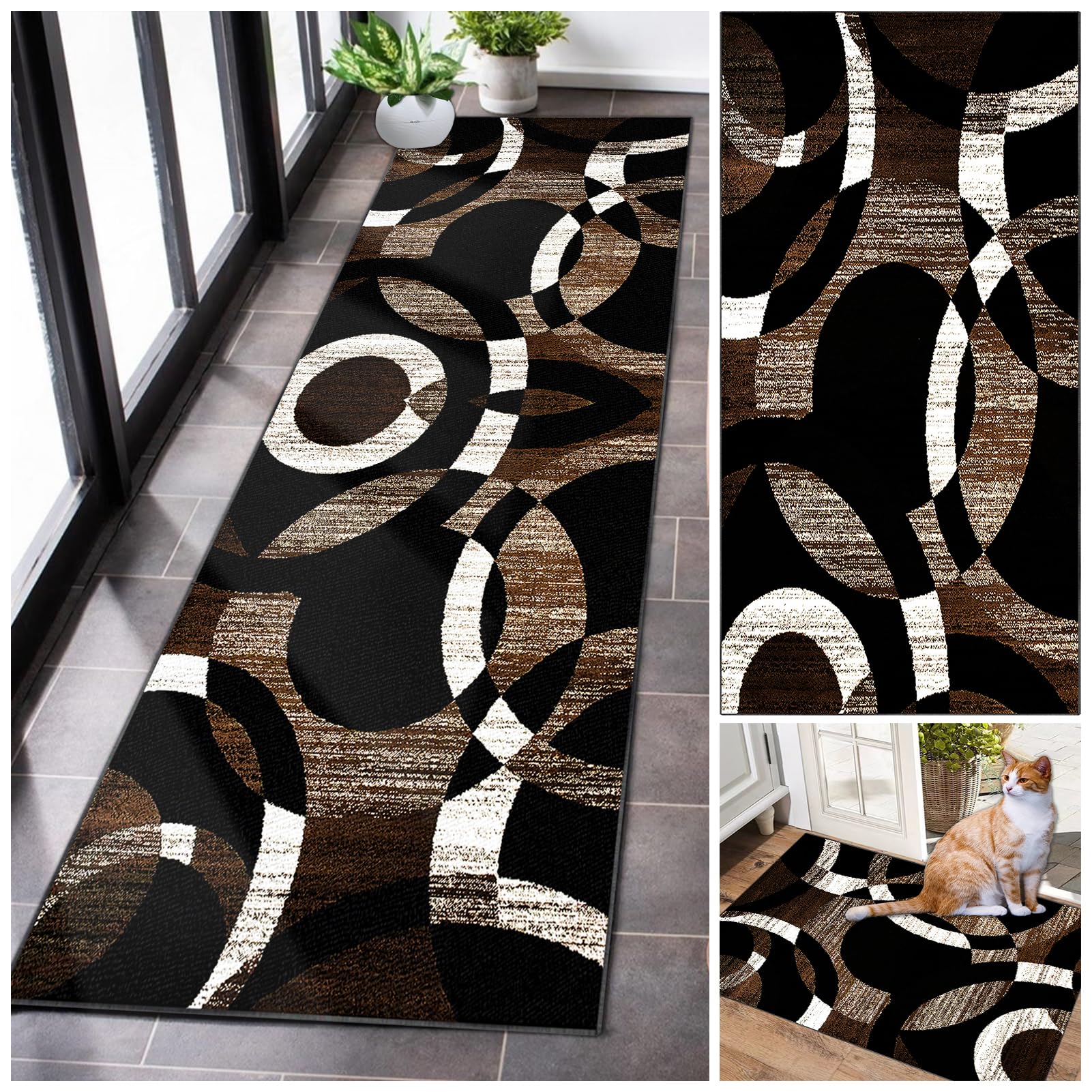 Runner Rugs for Hallway Long Non Slip Kitchen Rubber Back Carpet Runners Washable Hall Rug Carpet Floor Mat Narrow Corridor Carpet for Living Room Entryway Laundry Room Bedroom Hallway 60 x 300 cm