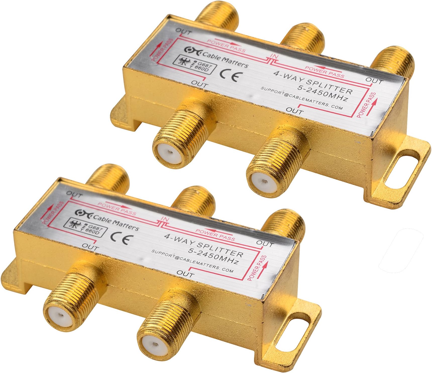Amazon.com: Cable Matters 2-Pack 2.4 Ghz 4 Way Coaxial Cable Splitter ...