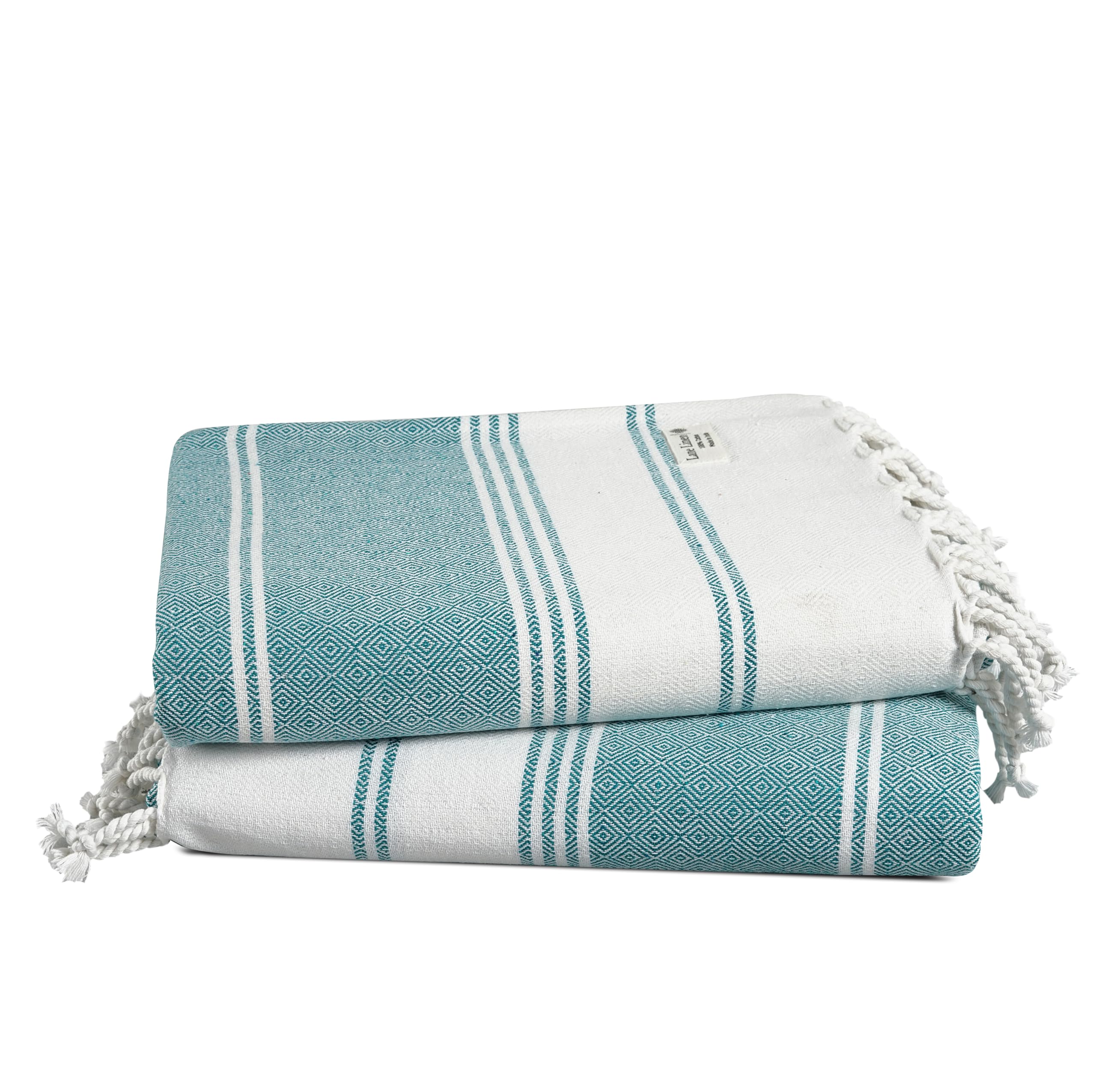 LANE LINEN Turkish Beach Towels, 2 Pack Extra Large Beach Towel, Pre-Washed for Soft Feel, Cotton Rich Oversized Sand Free Quick-Dry Pool Towel, Beach Towels For Adults, 39"x71" - Baltic