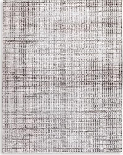 Signature Design by Ashley Moorhill - Alfombra contemporánea de 7 pies 5 pulgadas x 9 pies 6 pulgadas, tejida a máquina, diseño de rejilla