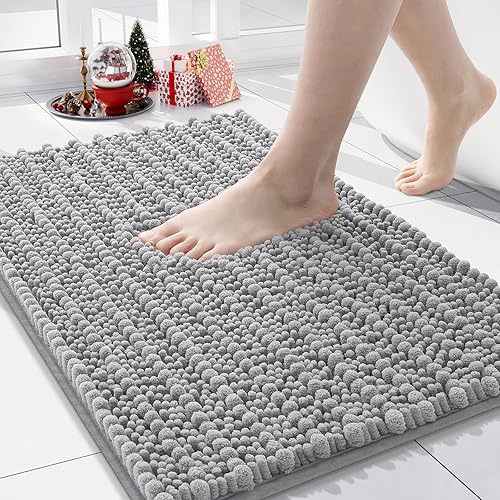 Miniatura 4 de Arotive Alfombras de felpilla para baño e inodoro en forma de U, tamaño de baño 24 x 16 pulgadas y tamaño de inodoro 24 x 20 pulgadas, color gris