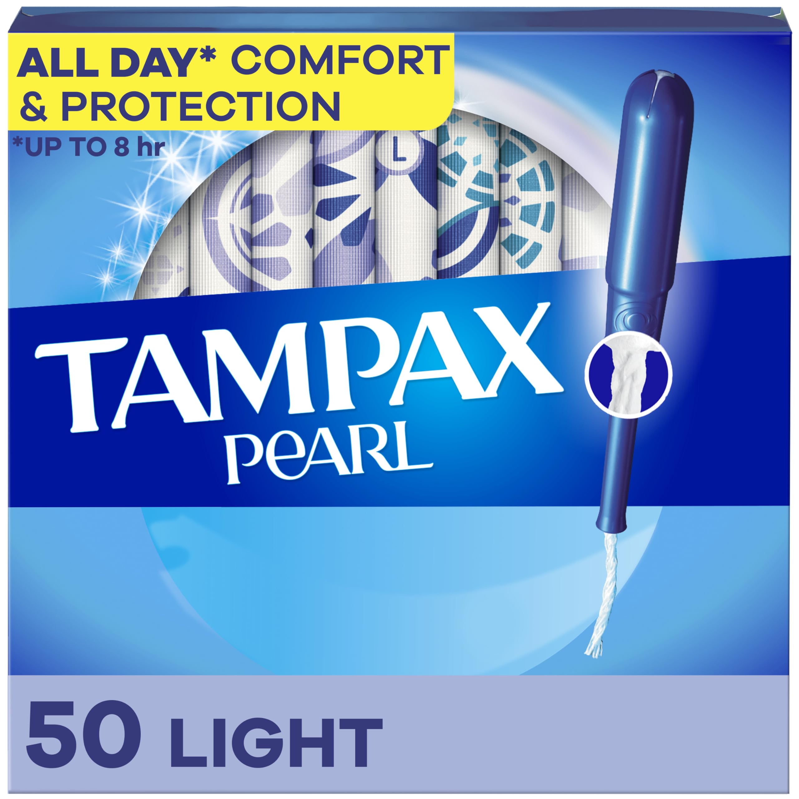 Tampax Pearl Tampons, Unscented, Lite Absorbency, 50 Ct
