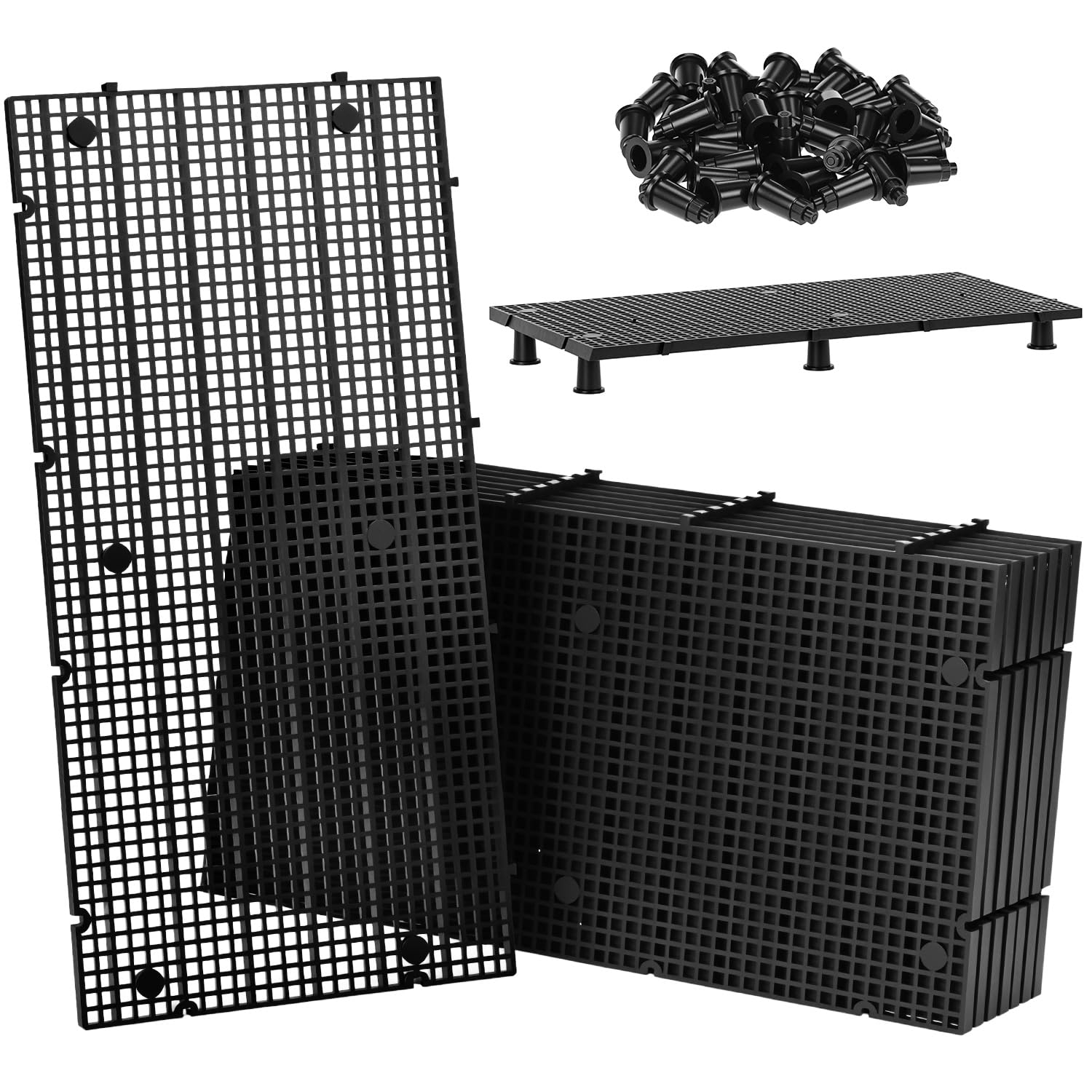 QWORK 8 sztuk 15 x 30 cm siatka do akwarium z 48 wspornikami, do samodzielnej filtracji i Aquascaping