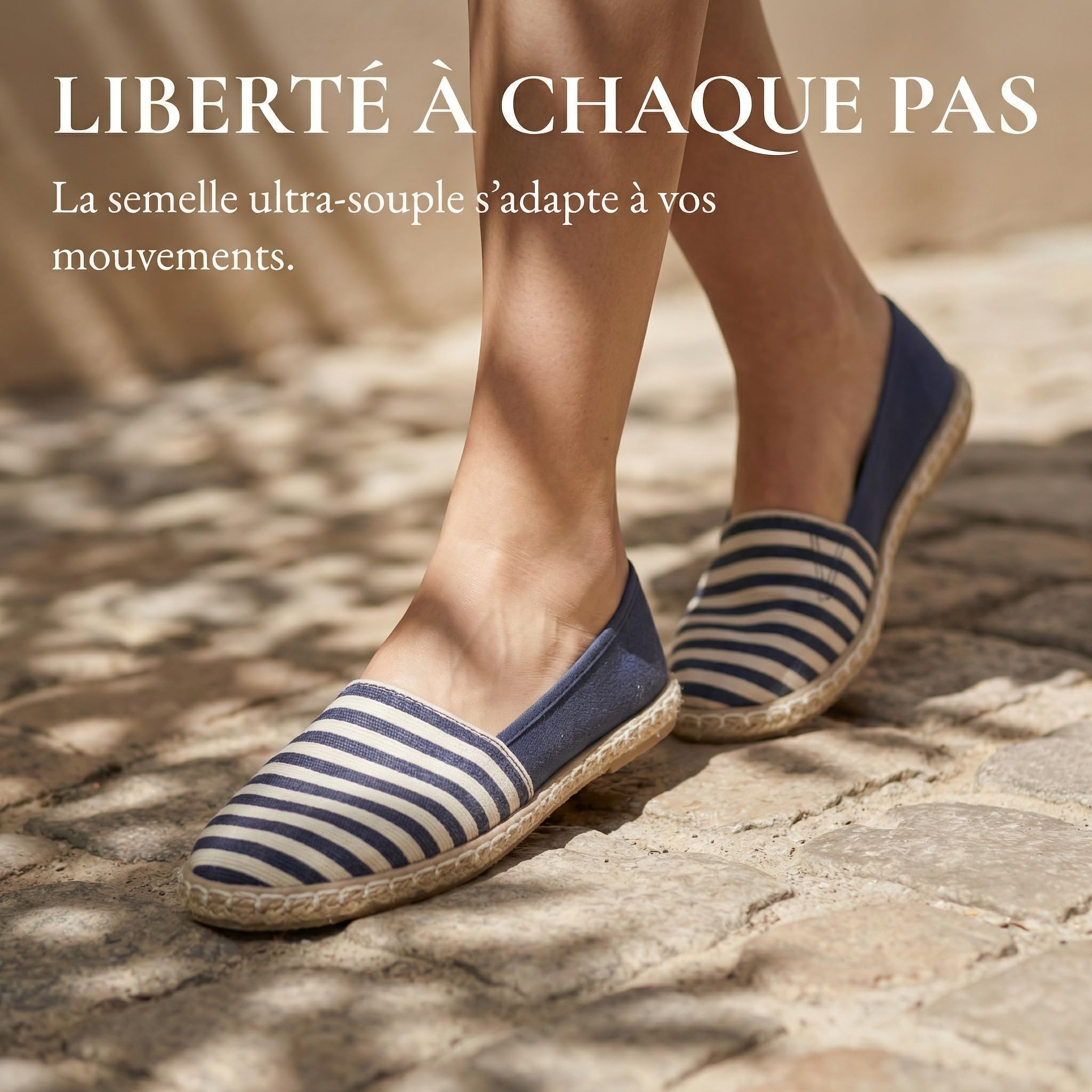 GLAMORA Espadrilles pour femme - Ballerines à enfiler - Légères et respirantes - Confortables - Antidérapantes - Semelle flexible - Tissu - Chaussures de loisirs