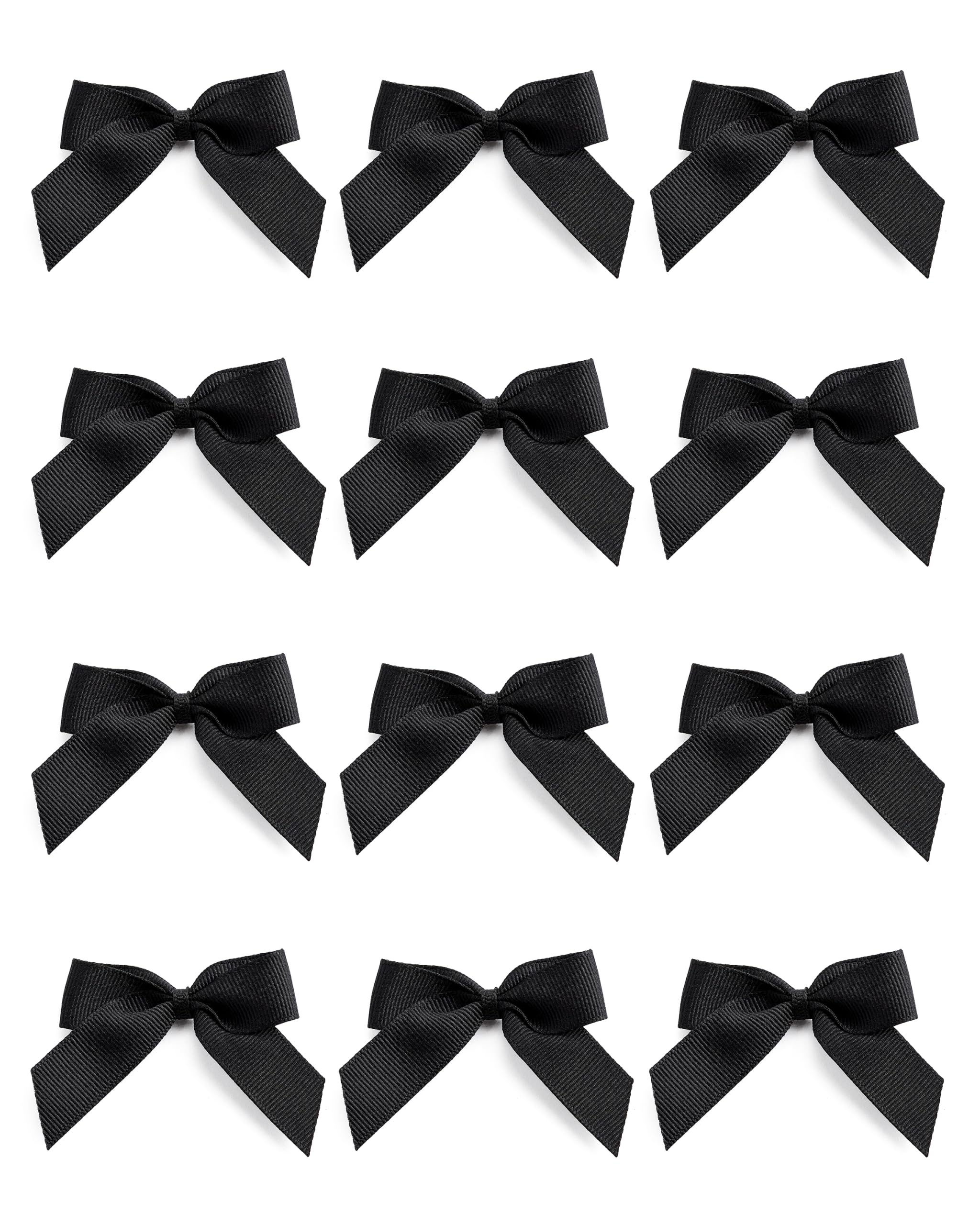 Italian Options Small Grosgrain Ribbon Bows, Self Adhesive Bows for Crafting, Gifts, Sewing, Hair Bow, Wedding Stationery, Floristry, Cakes, Crafts, Decorations, Black, 24 Pack, 5cm