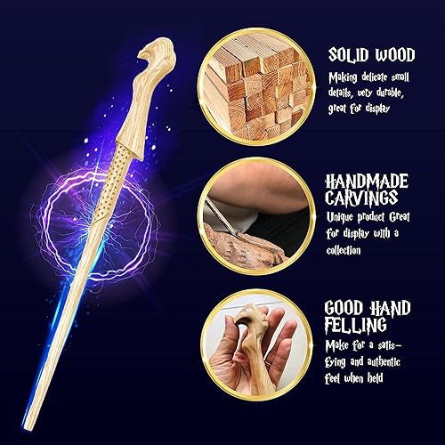Miniatura 13 de Varita mágica doble para mago, varita mágica de madera real, varita mágica coleccionable (S9)