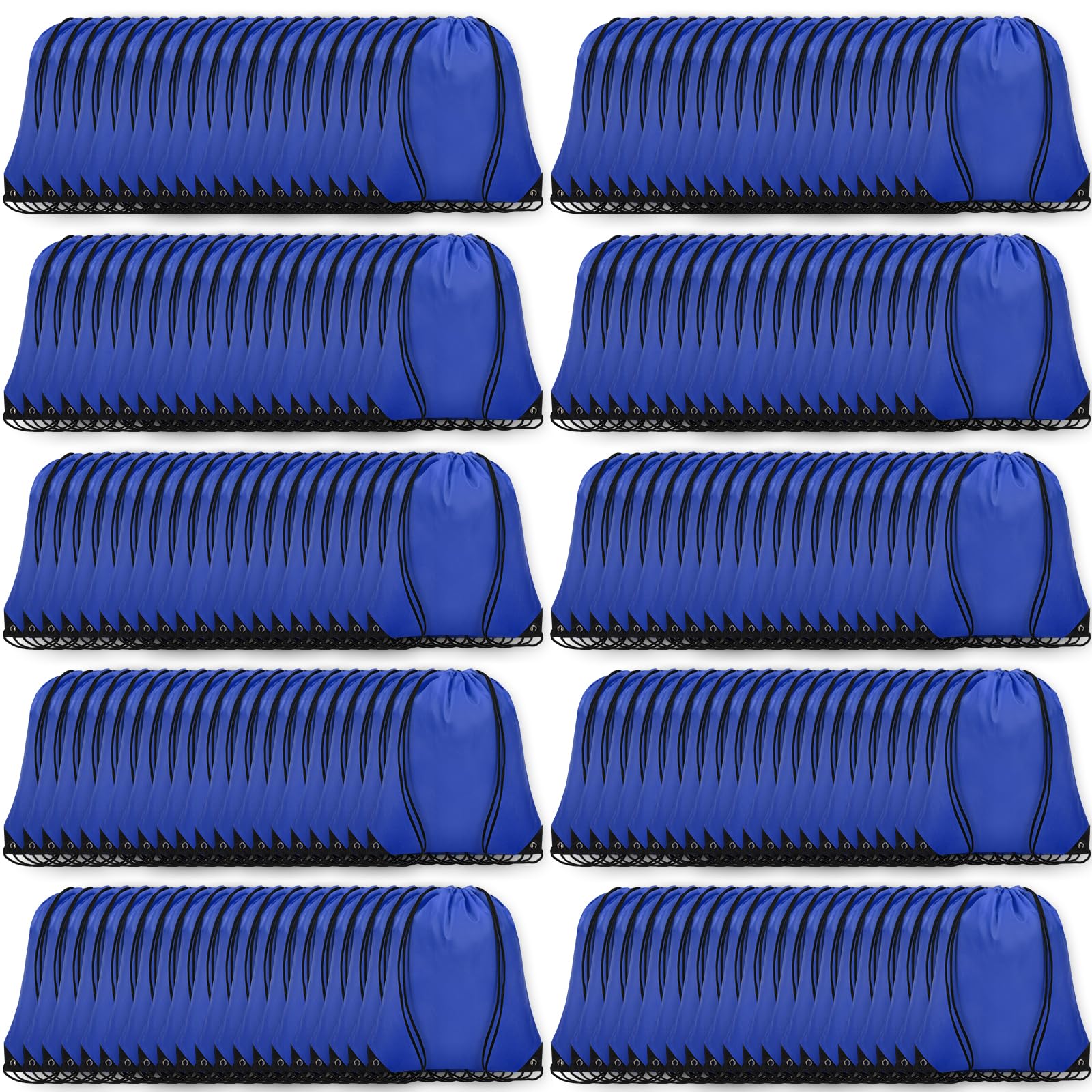 Grneric 200Pcs Drawstring Backpack Bulk Cinch Sackpack Drawstring Bags Nylon for Gym Party Trip(Navy Blue)